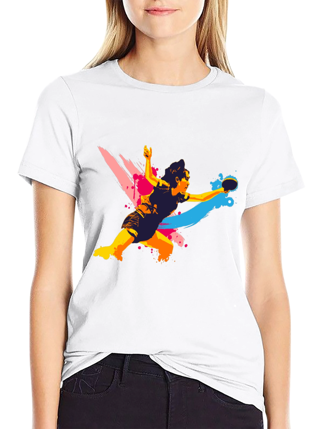 Black Ping Pong Player Graphic T-Shirt view 9