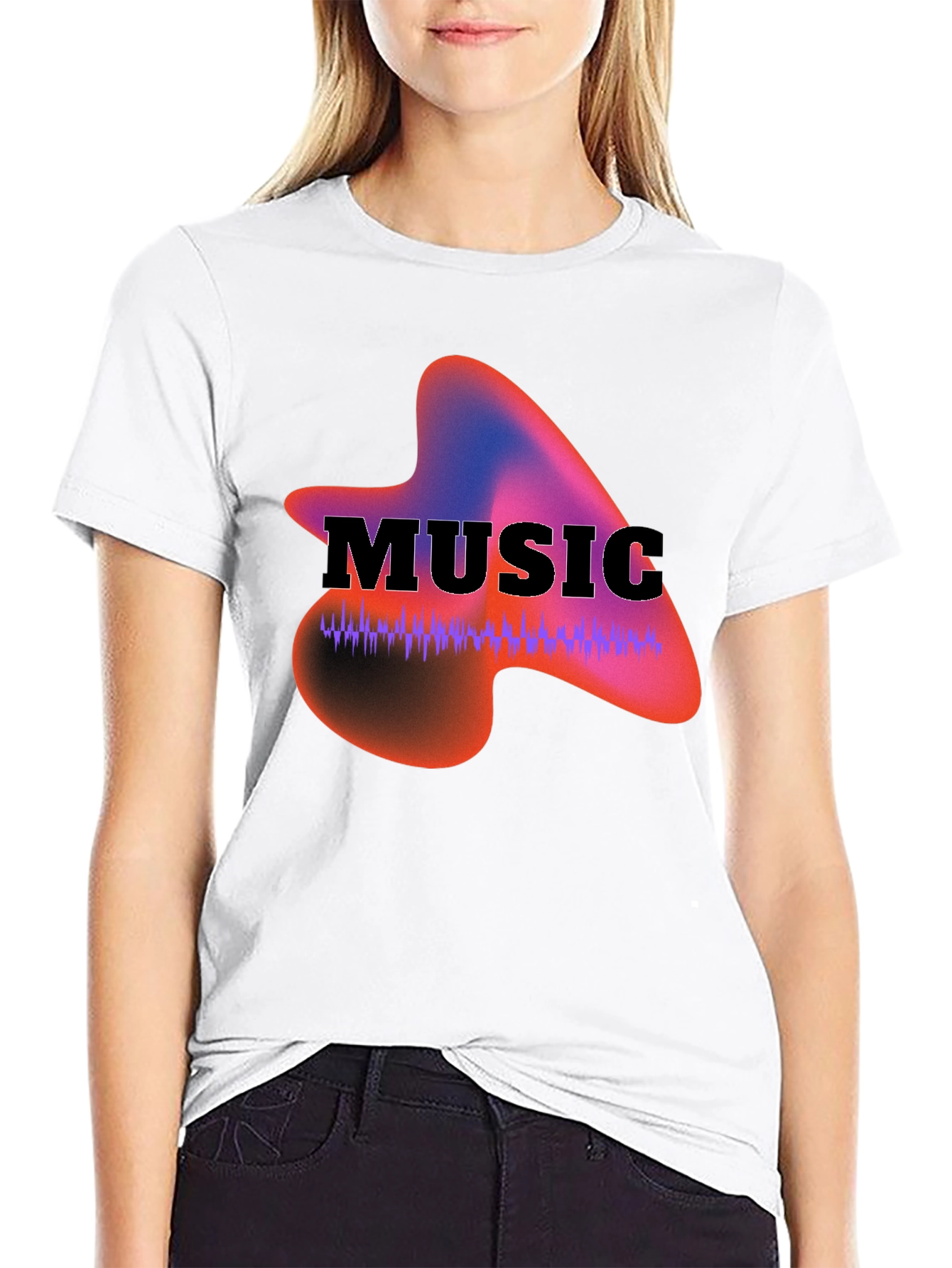 Black Music Waveform Graphic Black T-Shirt view 9