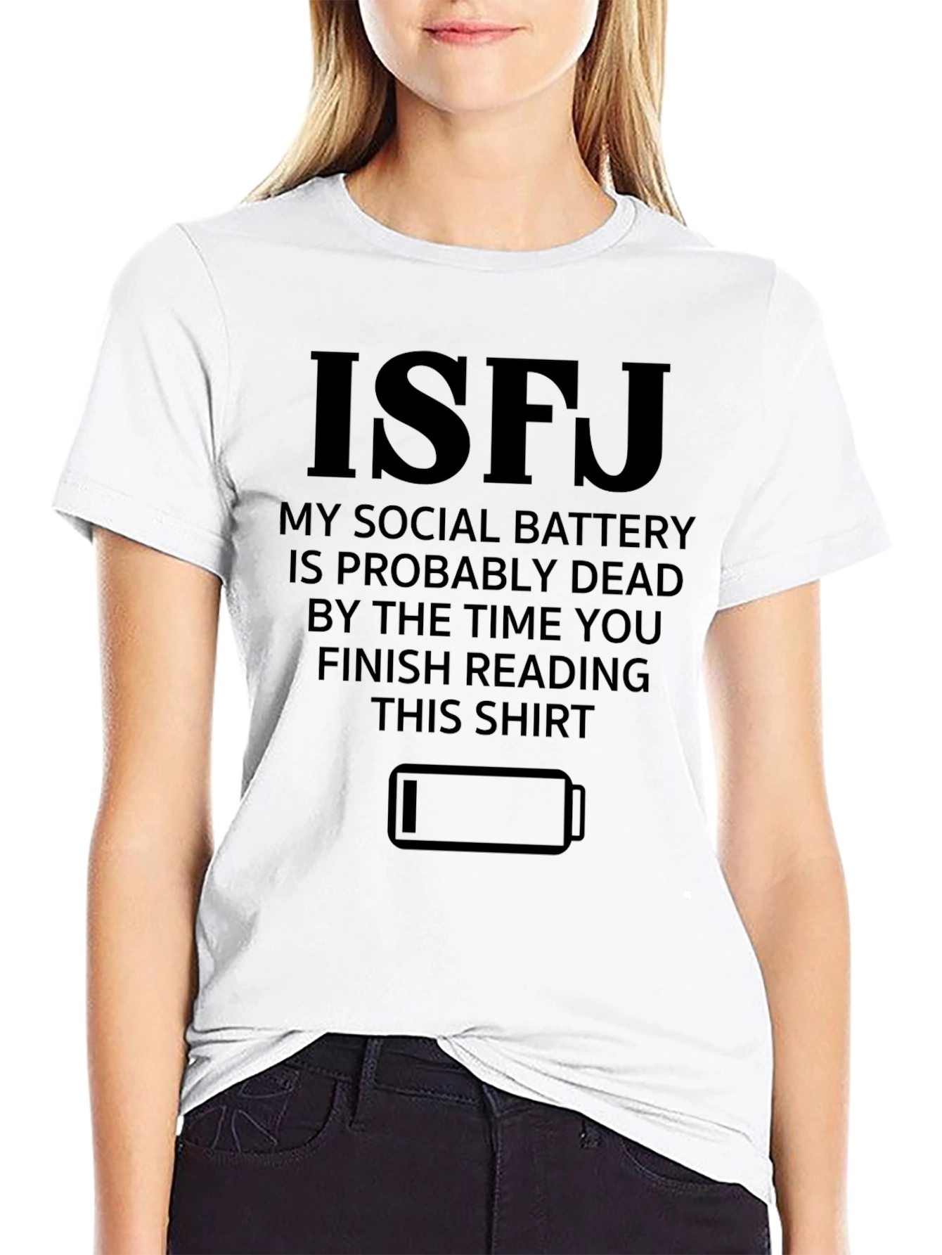 Black ISFJ Social Battery T-Shirt - Introvert Humor Tee view 9
