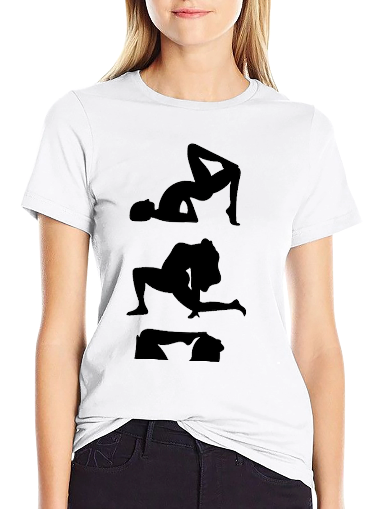 Black Silhouette Yoga Pose Graphic Tee - Black view 9