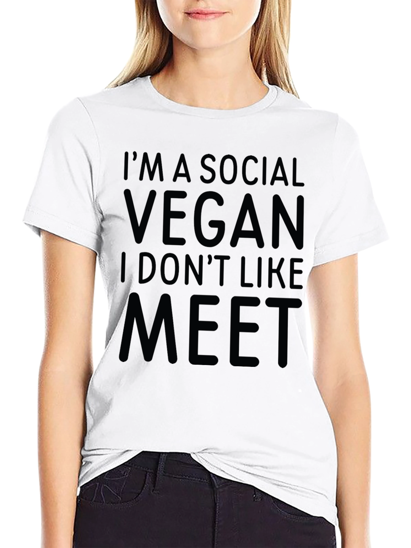 Black Social Vegan T-Shirt - Funny Veganism Tee view 9