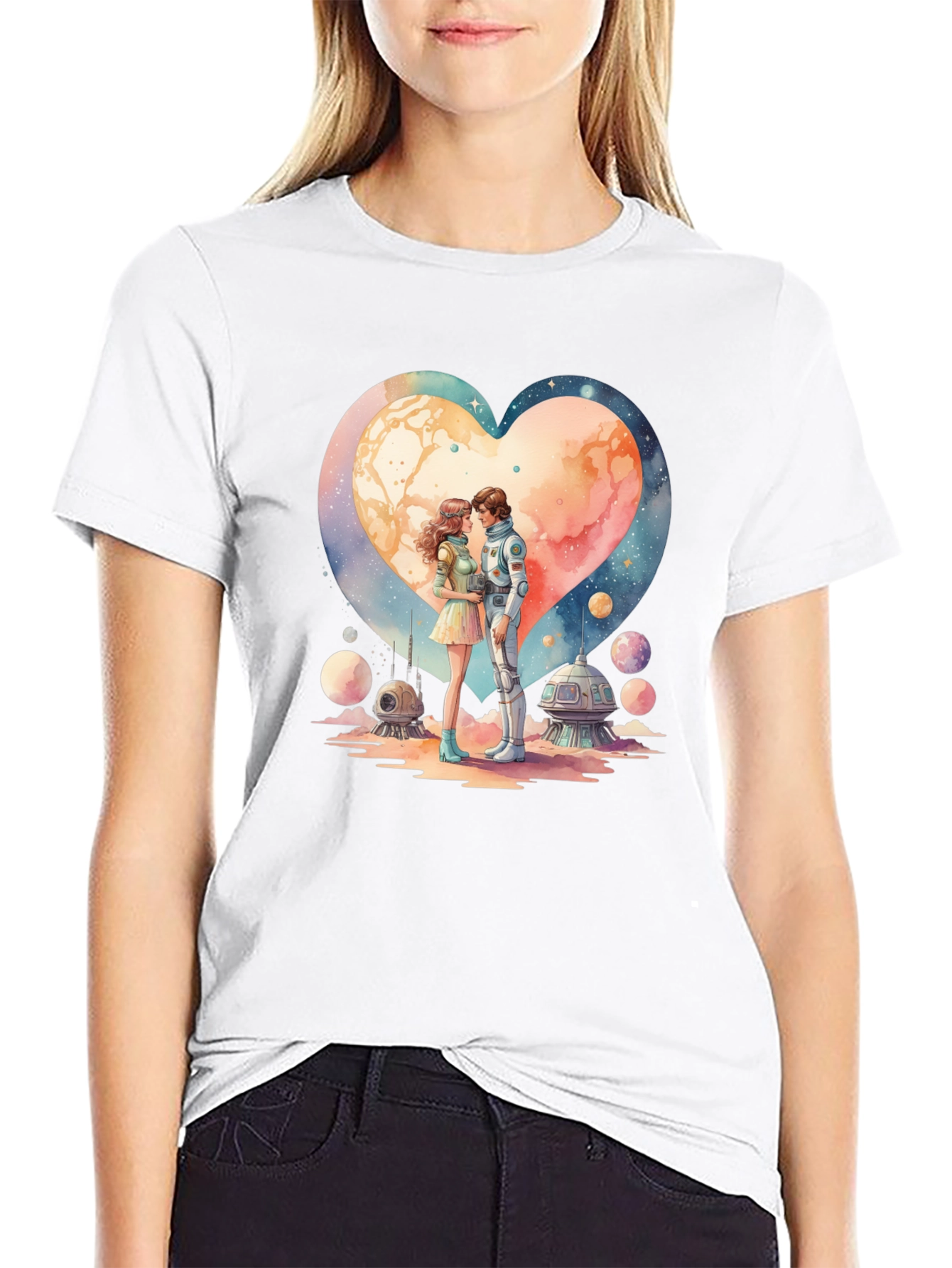 Black Space Romance Graphic T-Shirt view 9