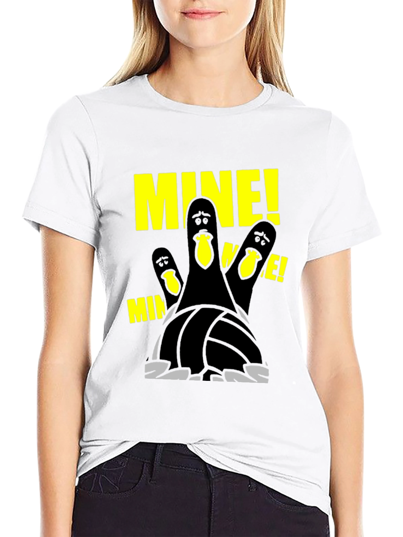 Black Funny Bowling Pins "MINE" T-Shirt view 9