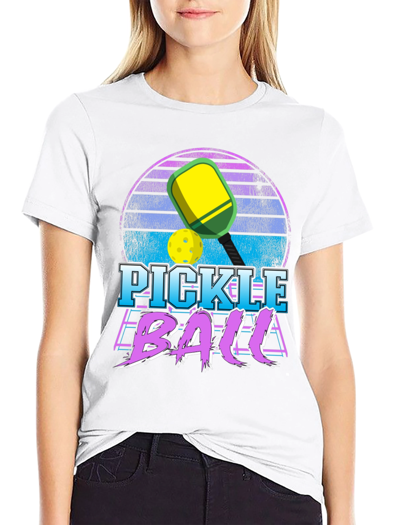 Black Retro Pickleball Graphic T-Shirt view 9