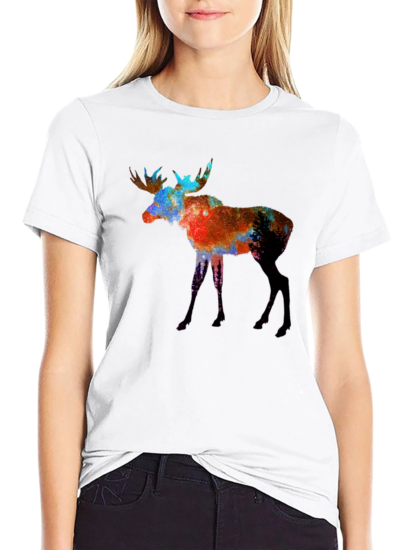 Black Moose Silhouette Graphic Tee - Men's Black T-Shirt view 9