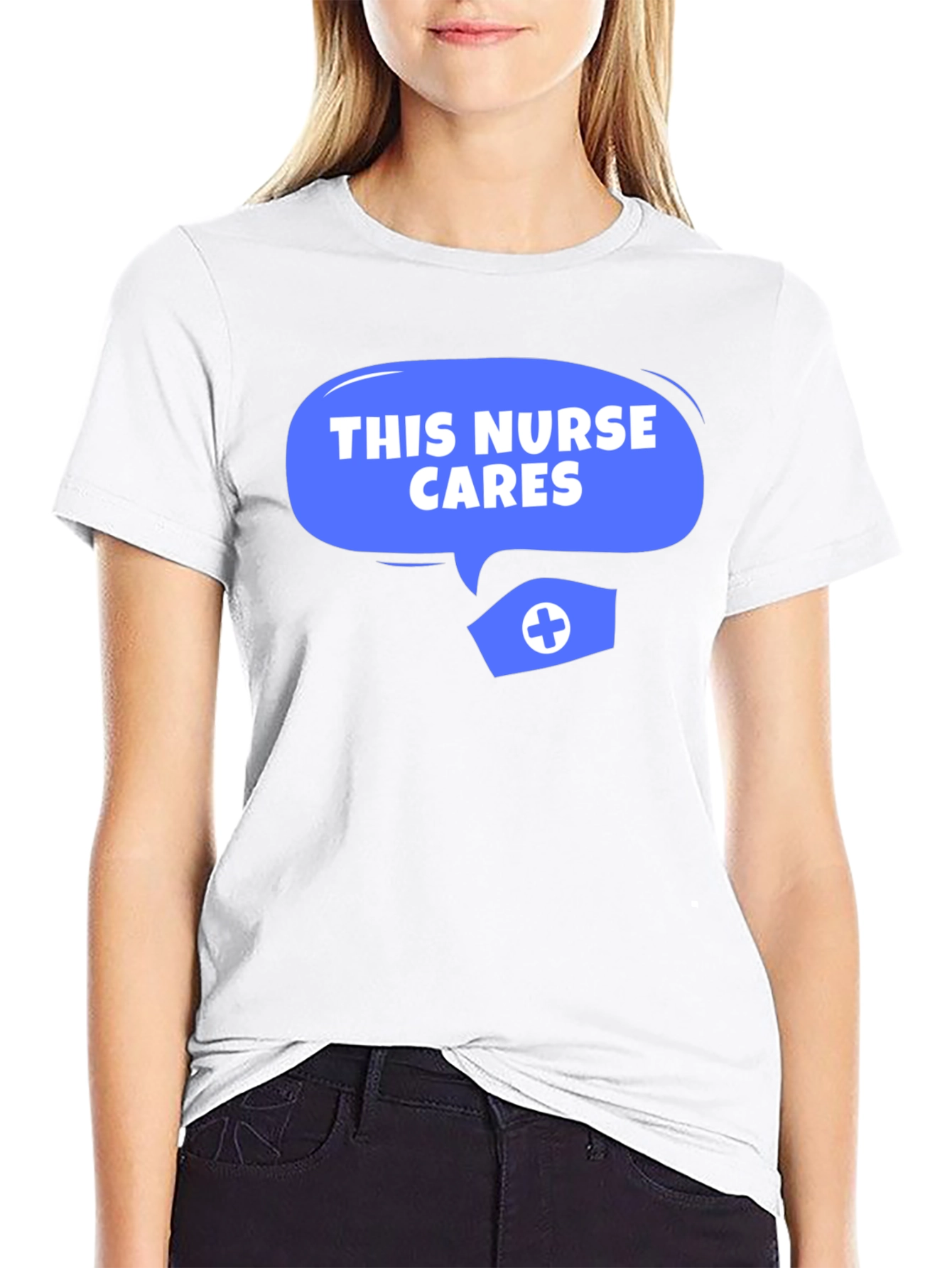 Black This Nurse Cares T-Shirt - Comfortable Black Tee view 9
