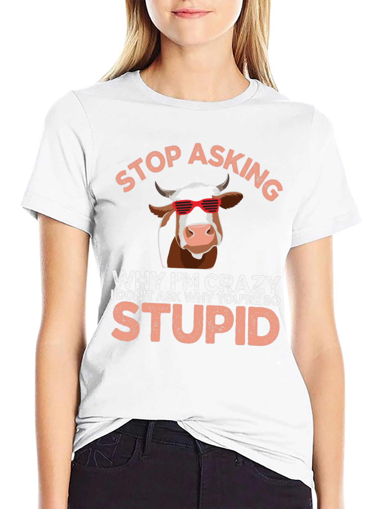 Black Crazy Cow T-Shirt: Funny Graphic Tee for Animal Lovers view 9