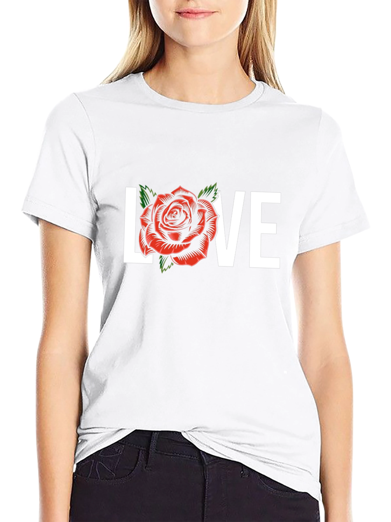 Black Love Rose Graphic Tee - Black view 9