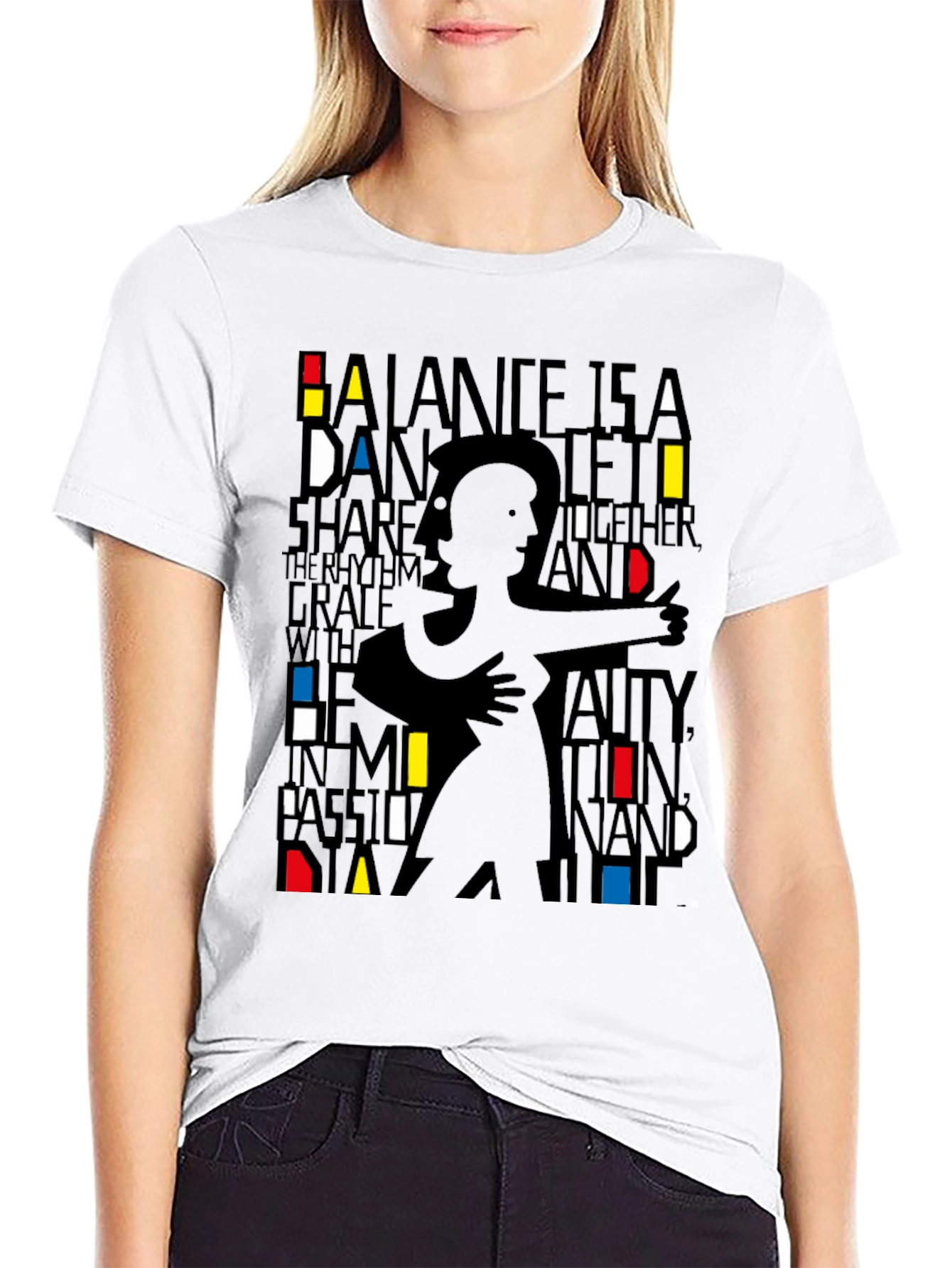 Black Modern Art Dance Silhouette Graphic Tee - Unisex view 9