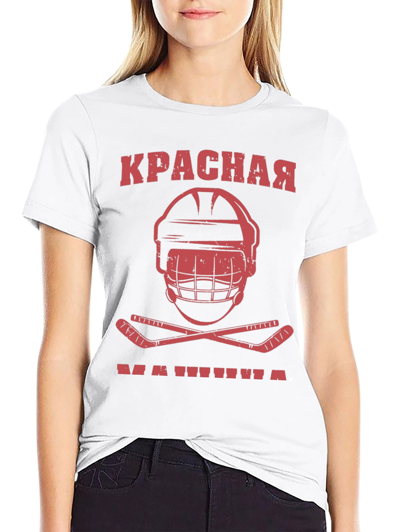Black Krasnaya Mashina Hockey T-Shirt - Red Machine Tee view 9