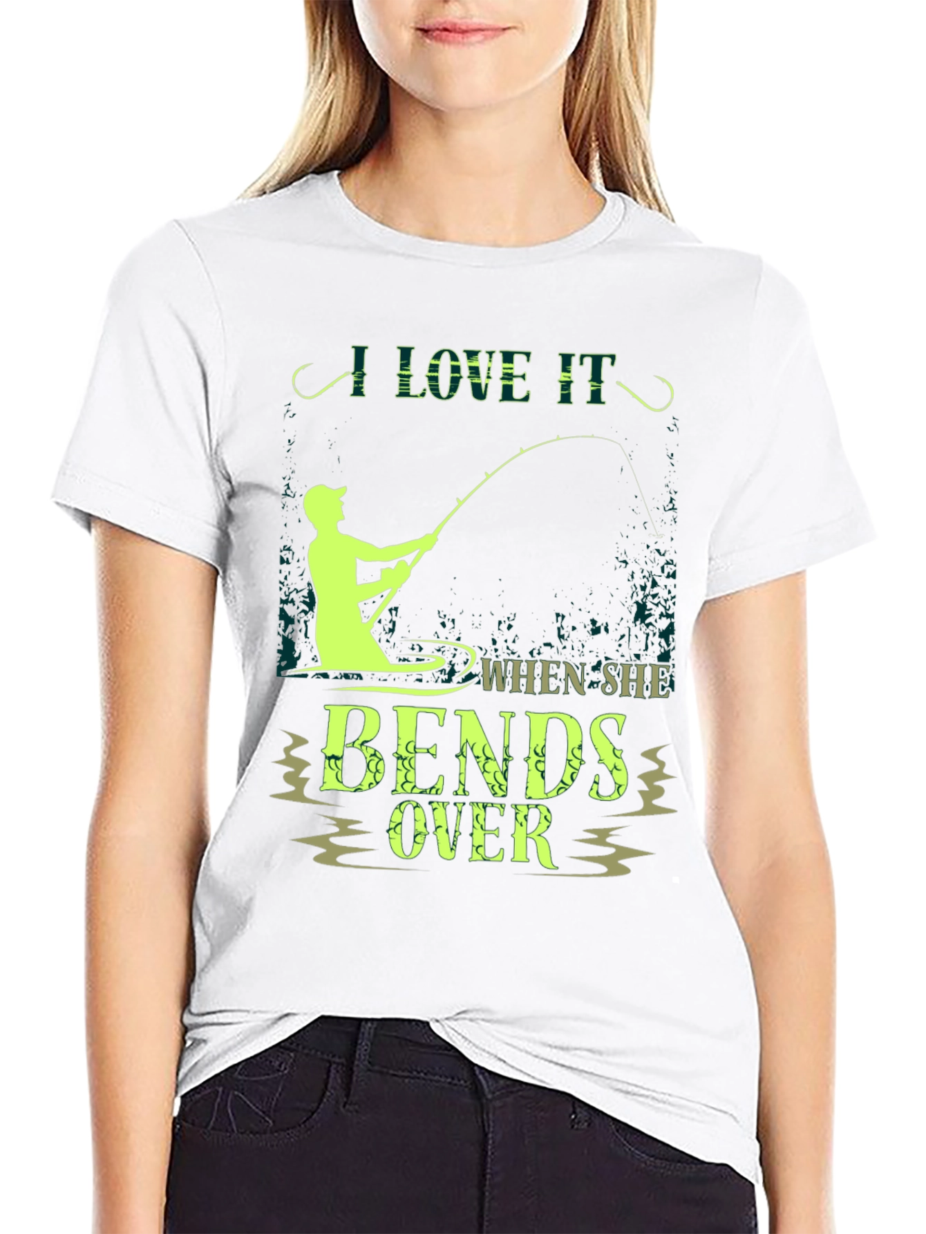 Black Fishing Humor T-Shirt - I Love It When She Bends Over view 9