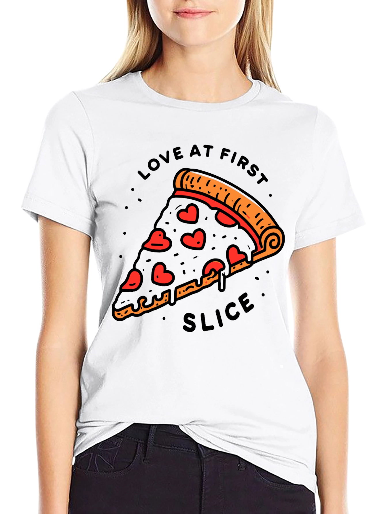 Black Love At First Slice Pizza T-Shirt - Black view 9