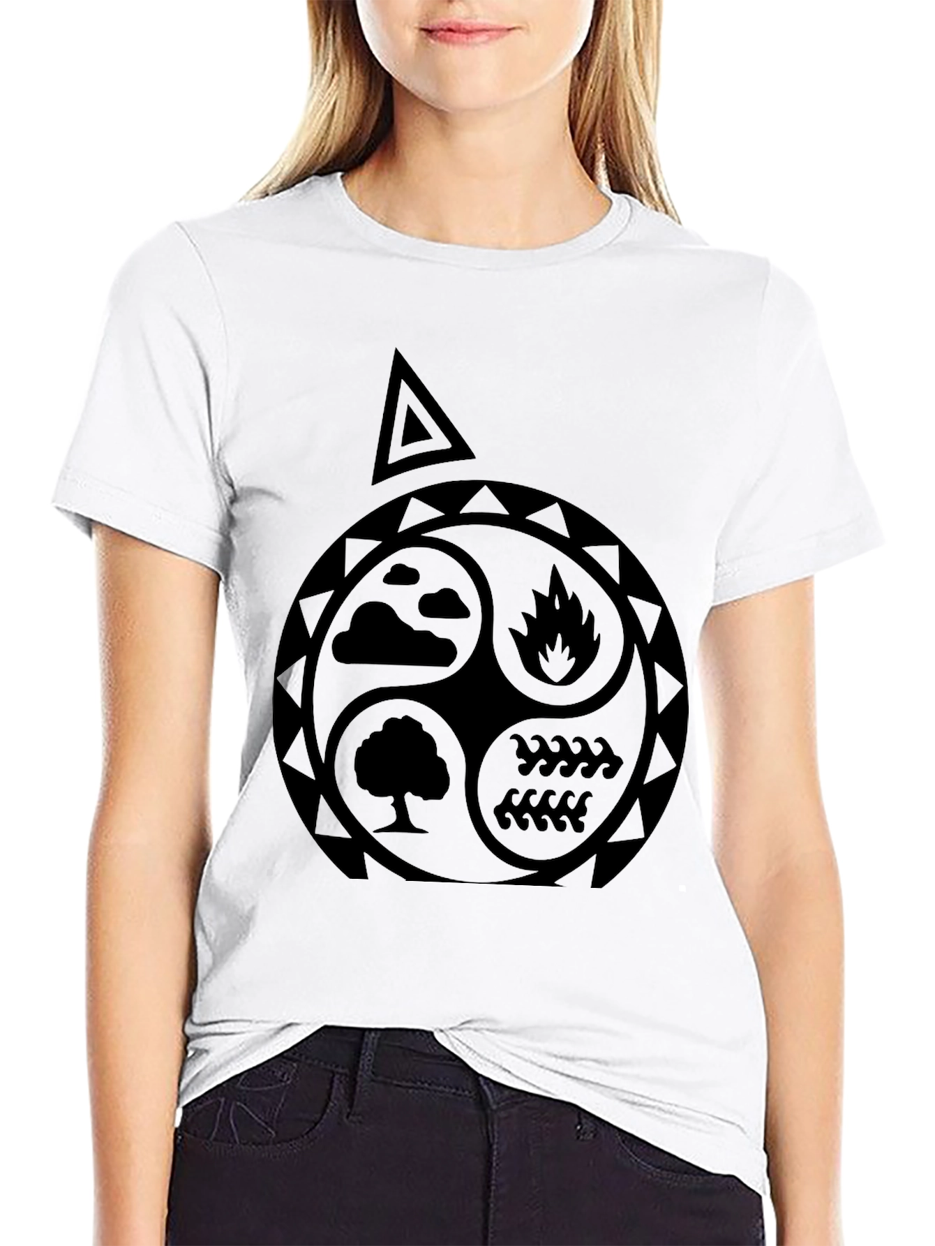 Black Elements T-Shirt: Earth, Air, Fire, Water Symbol view 9