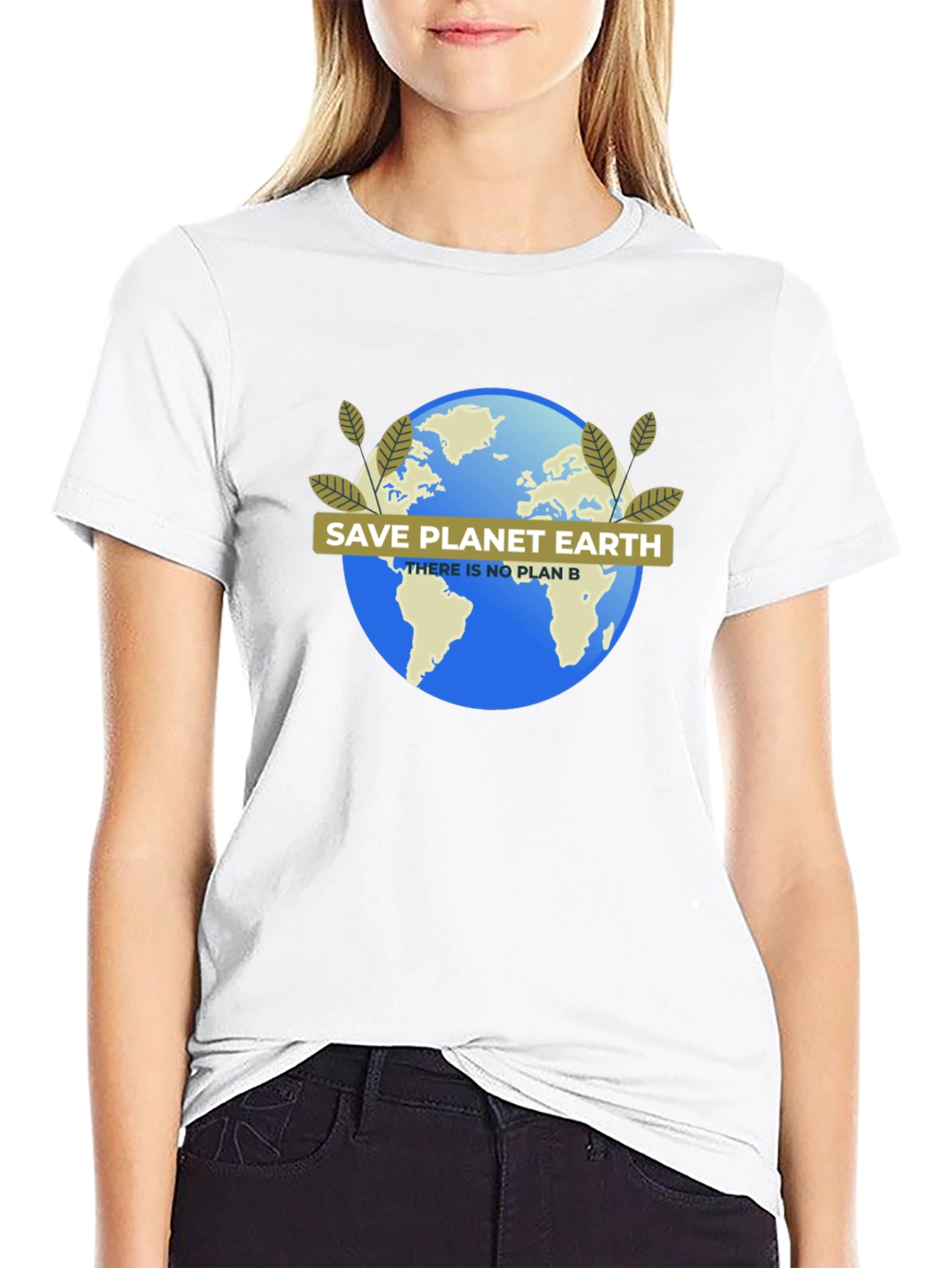 Black Save Planet Earth T-Shirt - Eco-Friendly Design view 9