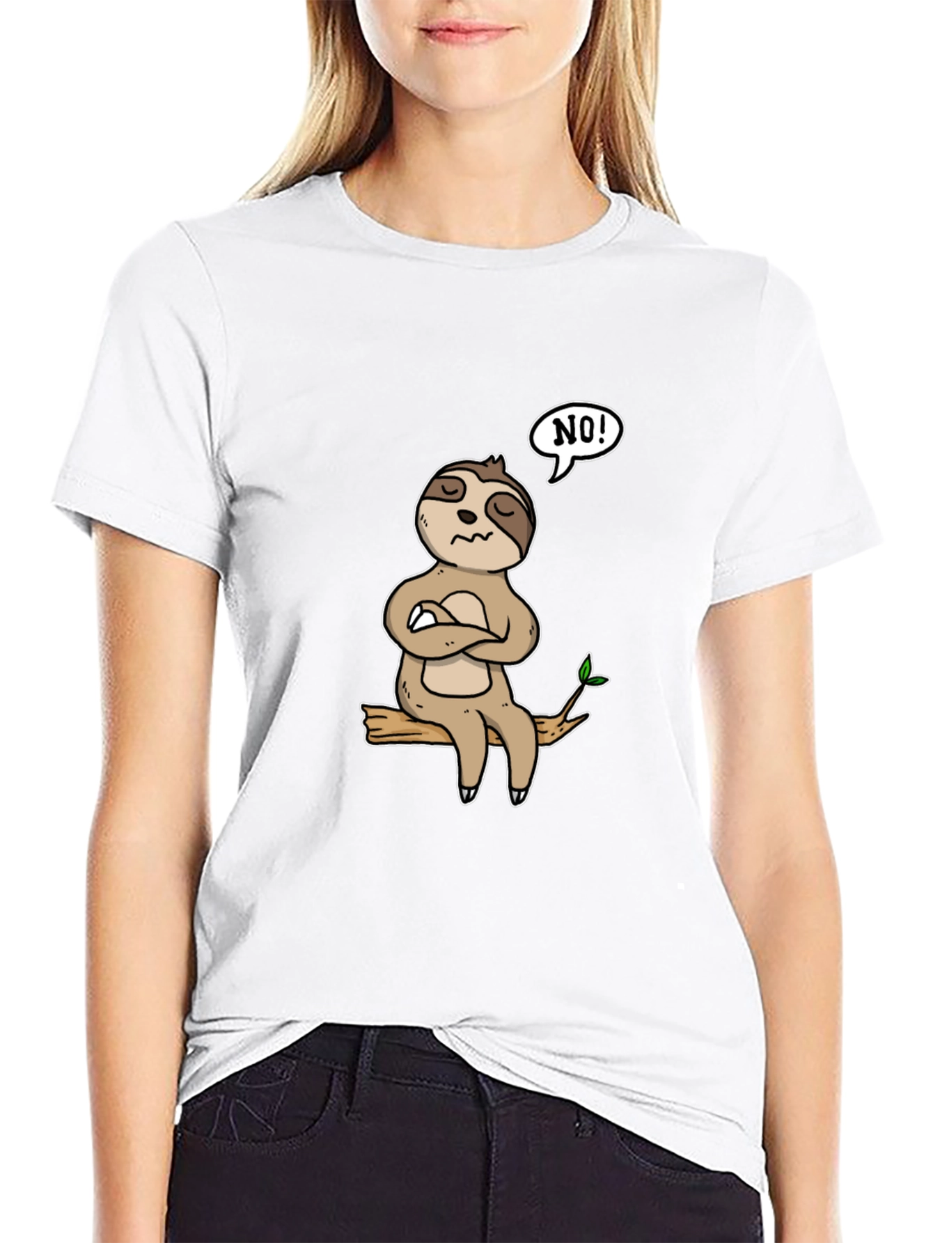 Black Sloth 'NO!' Graphic T-Shirt - Relaxed Fit view 9