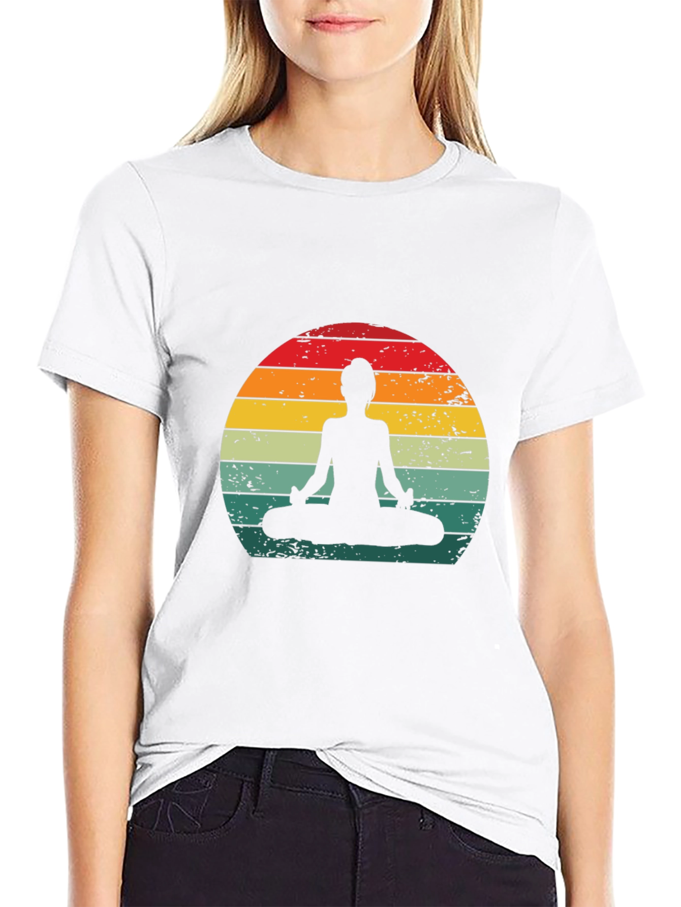Black Retro Yoga Silhouette T-Shirt view 9