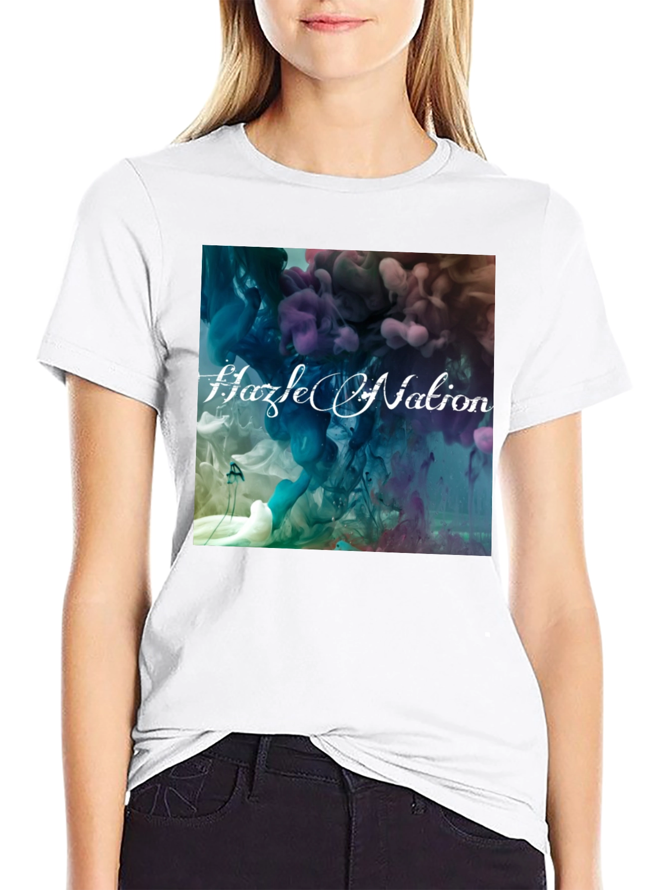 Black Abstract Ink Hazel Nation Black T-Shirt view 9