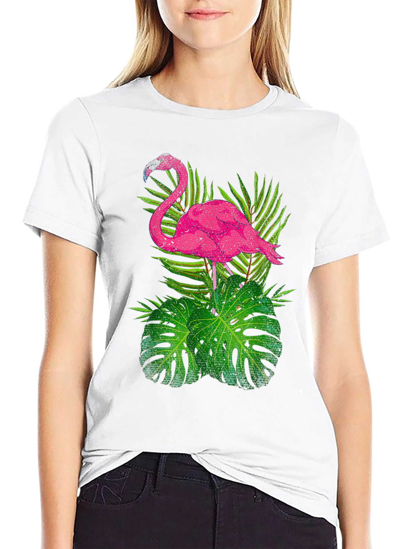 Black Tropical Flamingo Graphic T-Shirt view 9