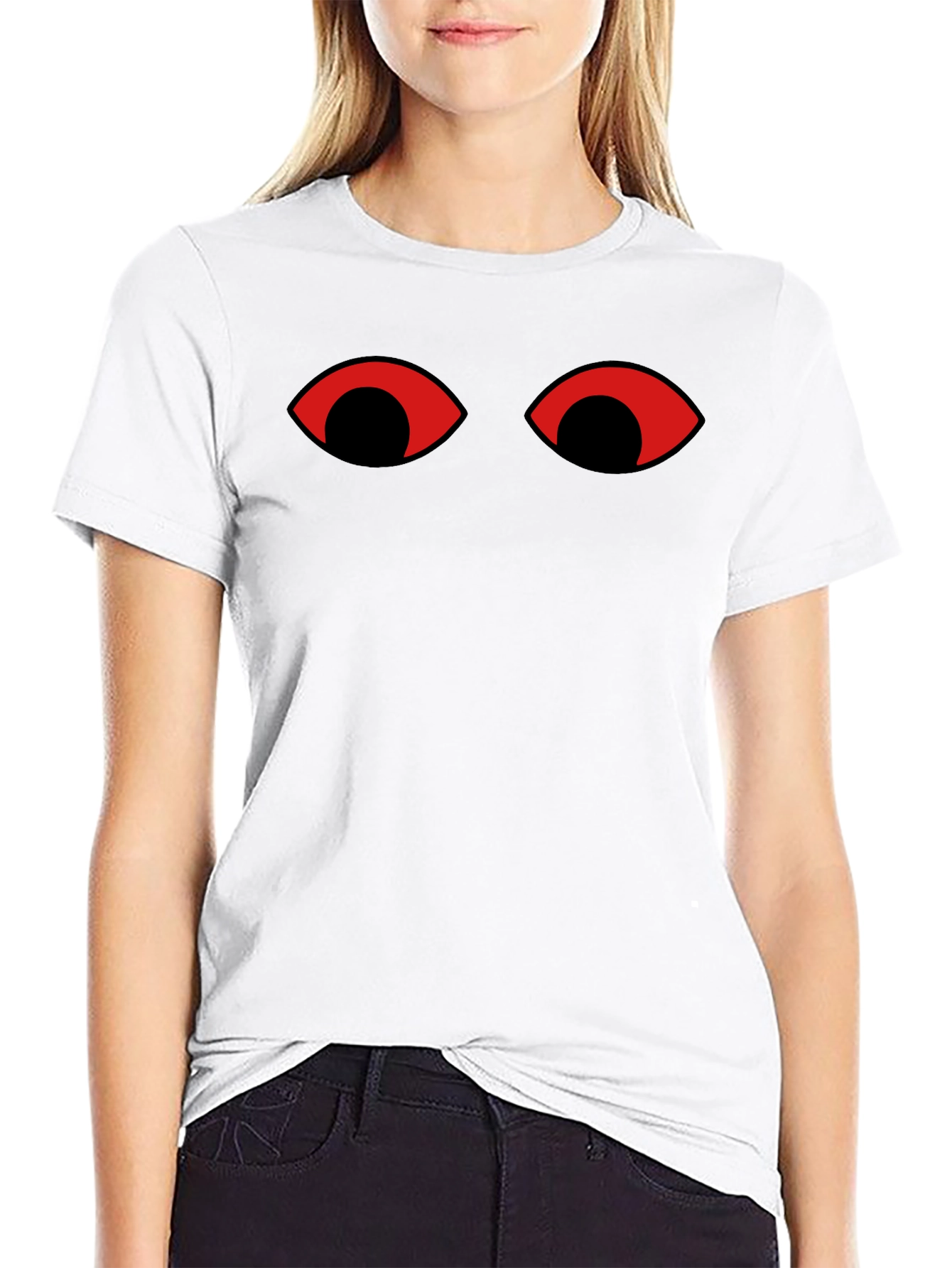 Black Mysterious Eyes Graphic Tee - Black Cotton T-Shirt view 9