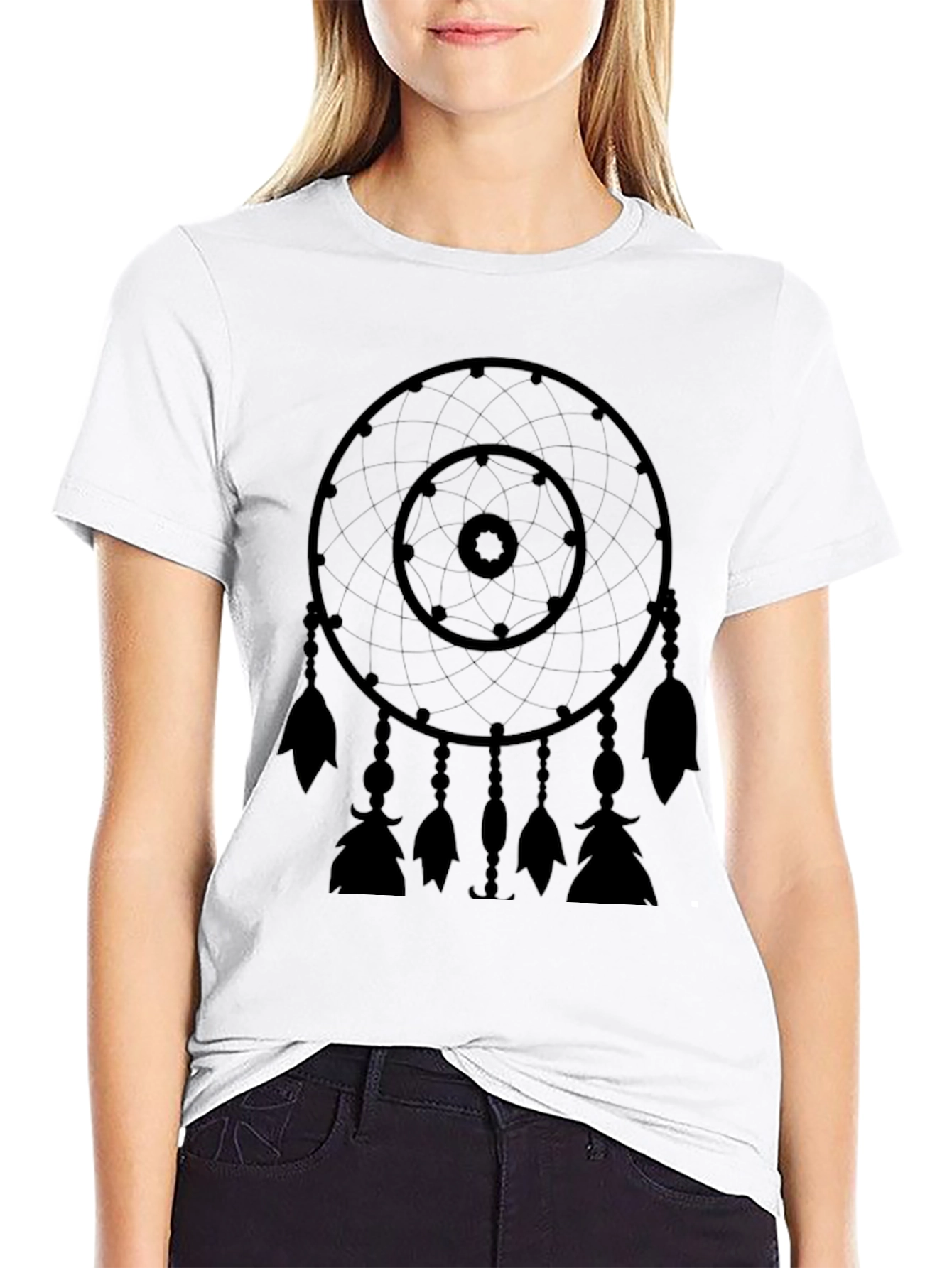 Black Dreamcatcher Graphic Tee - Black Cotton Blend view 9