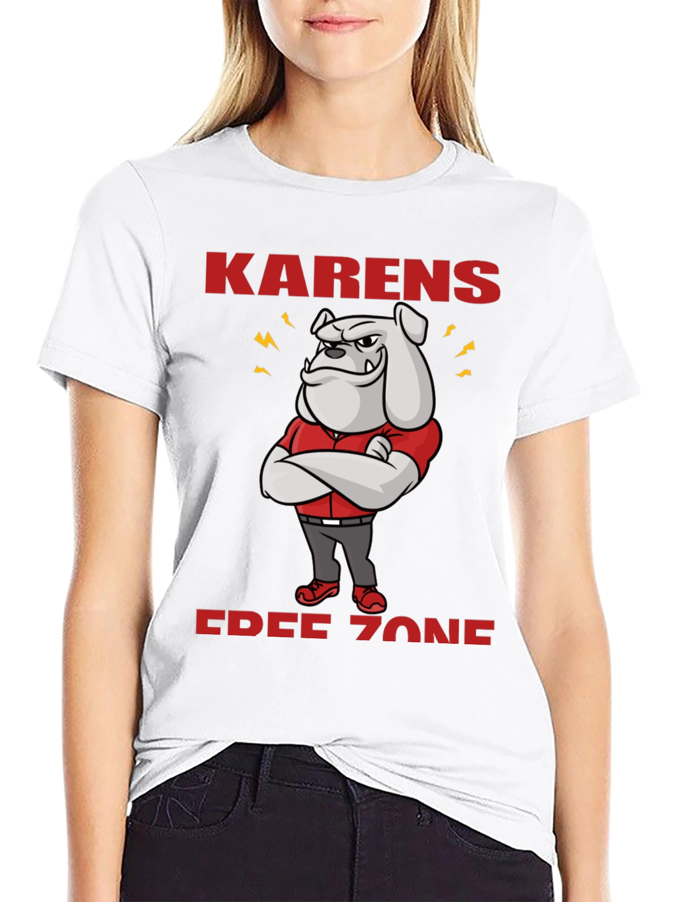 Black Karens Free Zone Bulldog T-Shirt view 9