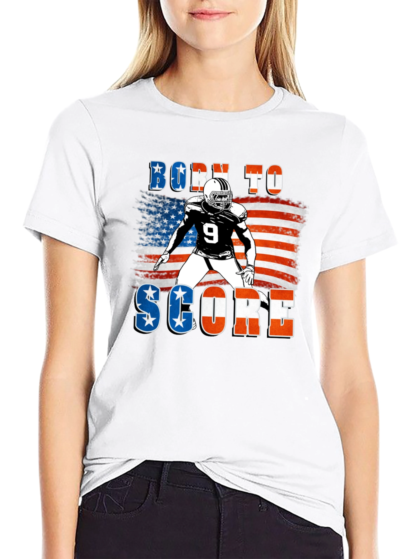 Black Born To Score Football Graphic Tee view 9