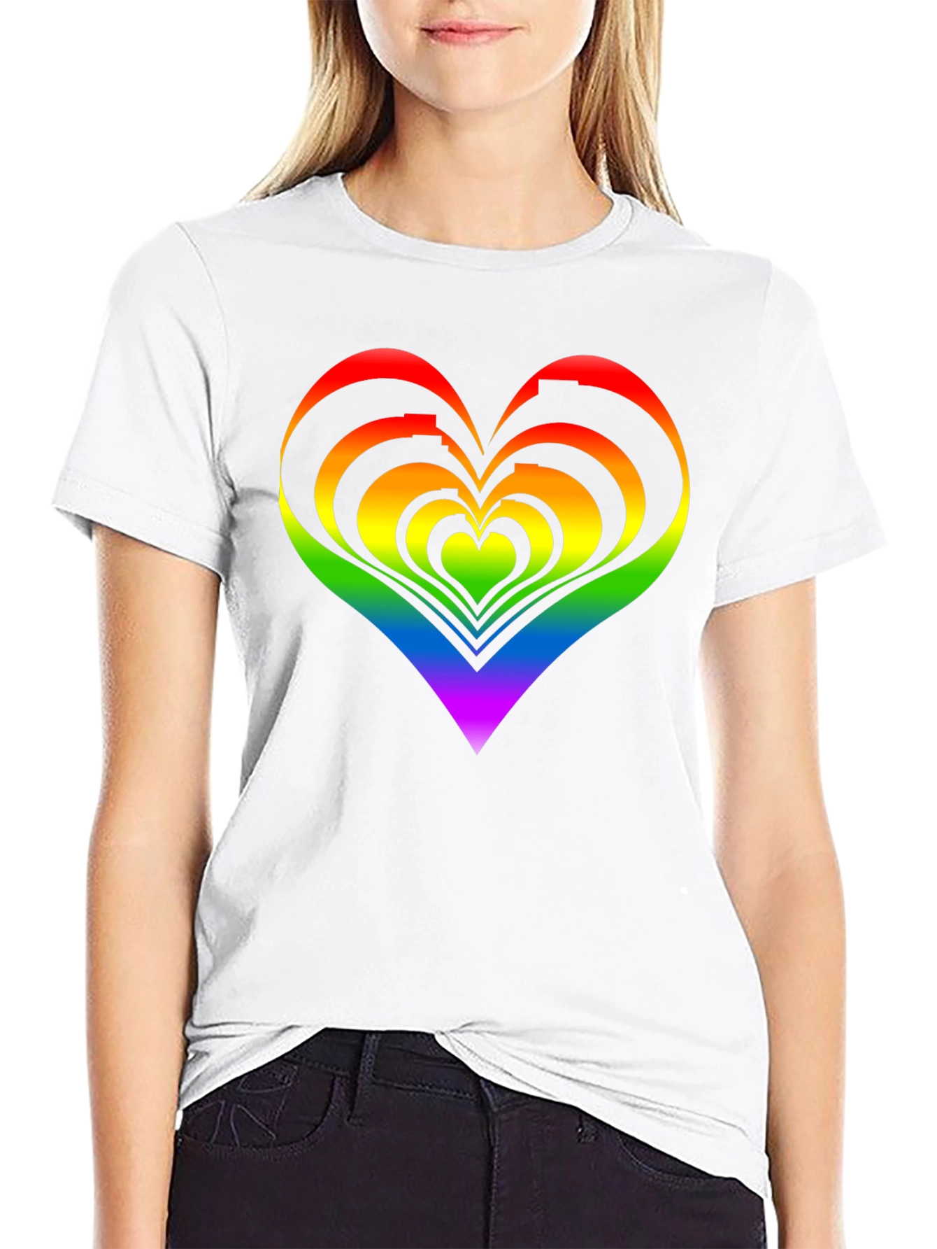 Black Rainbow Heart Graphic Tee - Pride Apparel view 9