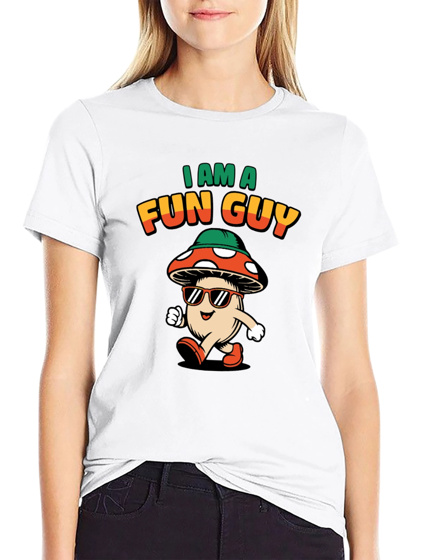 Black Fun Guy Graphic Tee - Cool Mushroom Shirt view 9