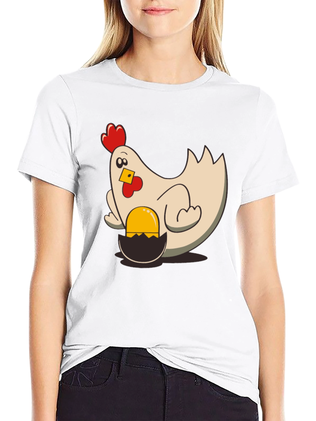 Black Funny Chicken and Egg T-Shirt - Novelty Graphic Tee view 9