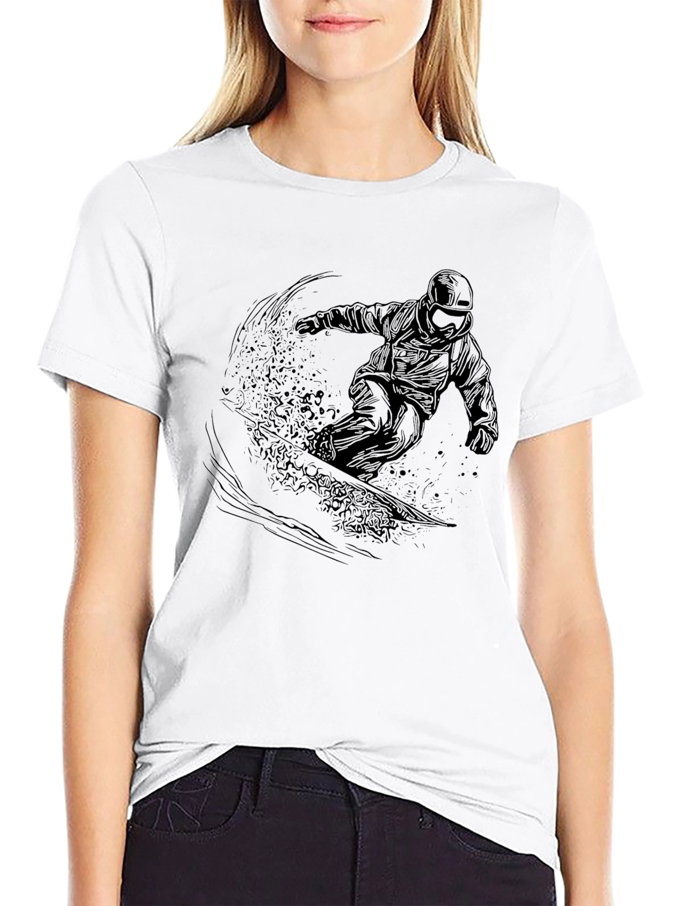 Black Black Snowboarder Graphic Tee - Men's Casual T-Shirt view 9