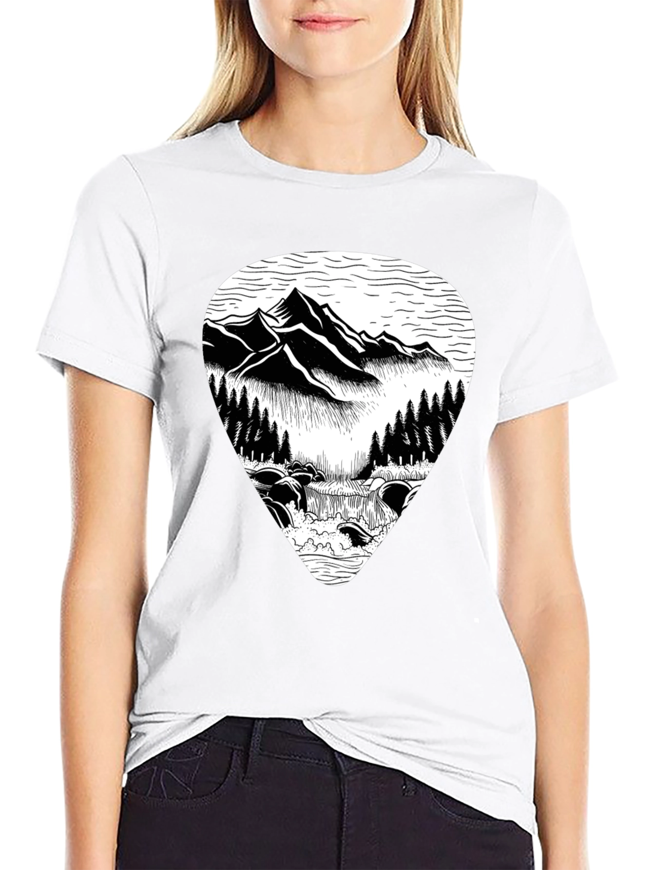 Mountain Scene Graphic Tee - Black - 9