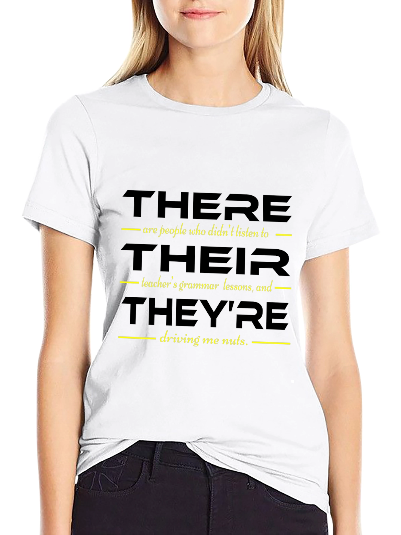 Black Grammar Humor T-Shirt - There/Their/They're view 9