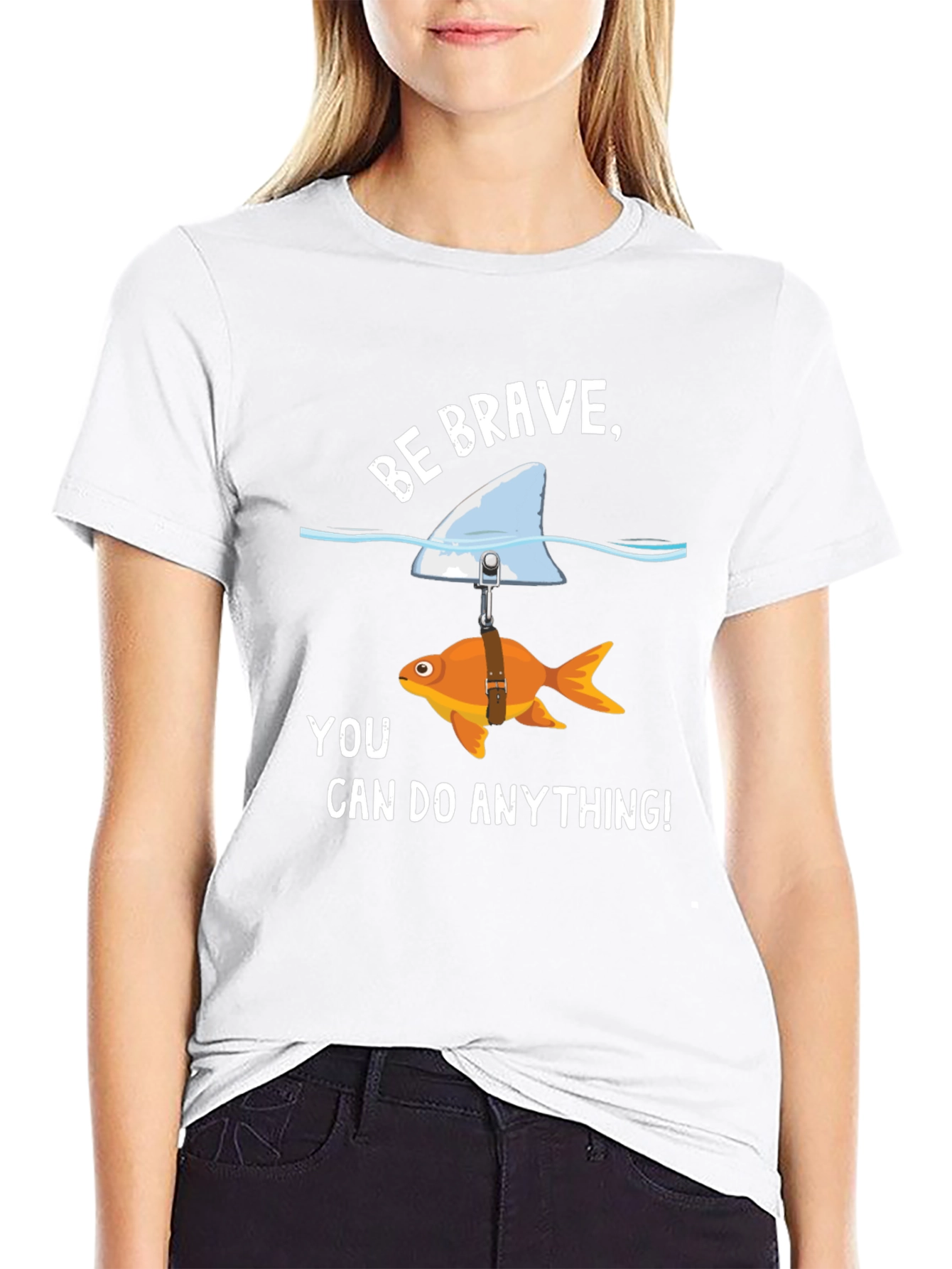 Black Be Brave Goldfish Shark Fin T-Shirt view 9