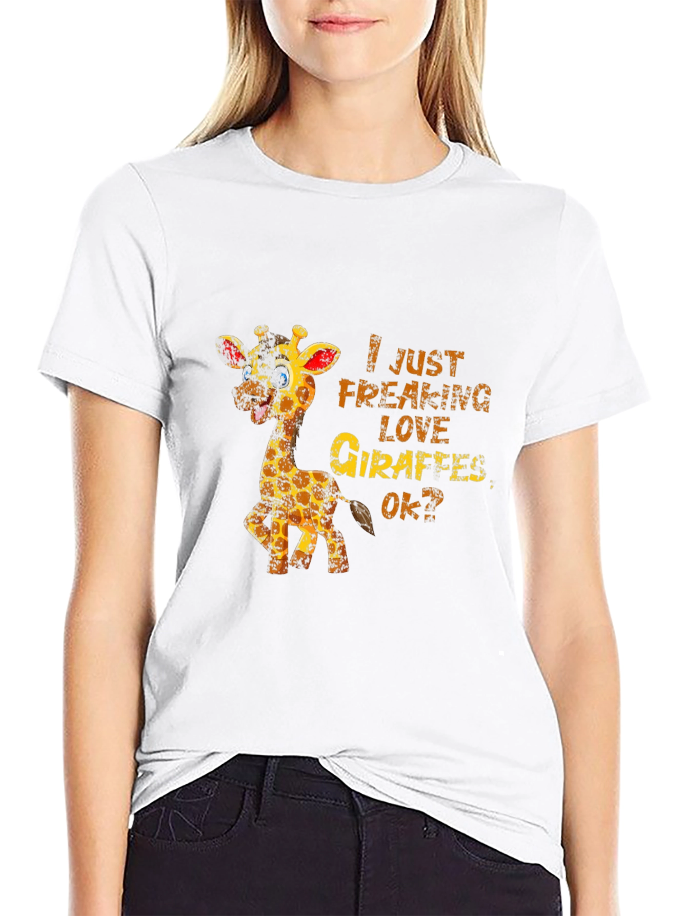 Black Giraffe Lover T-Shirt: I Just Freaking Love Giraffes view 9