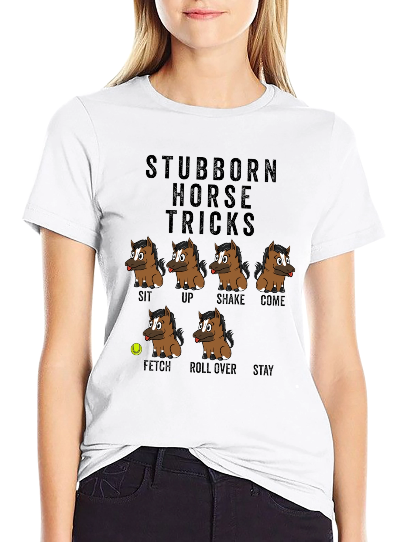 Black Stubborn Horse Tricks Graphic T-Shirt view 9