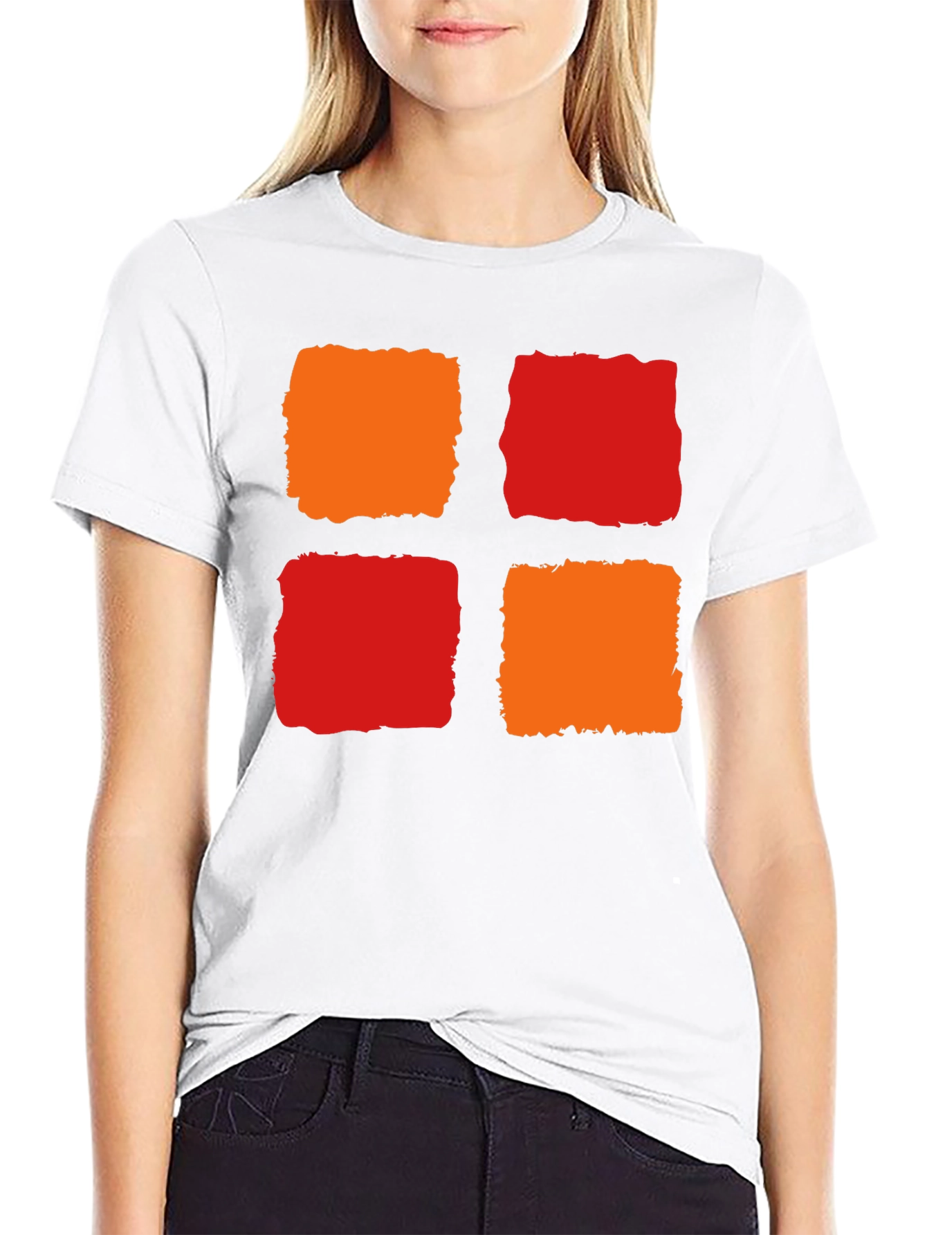 Black Abstract Block Print T-Shirt - Modern Graphic Tee view 9