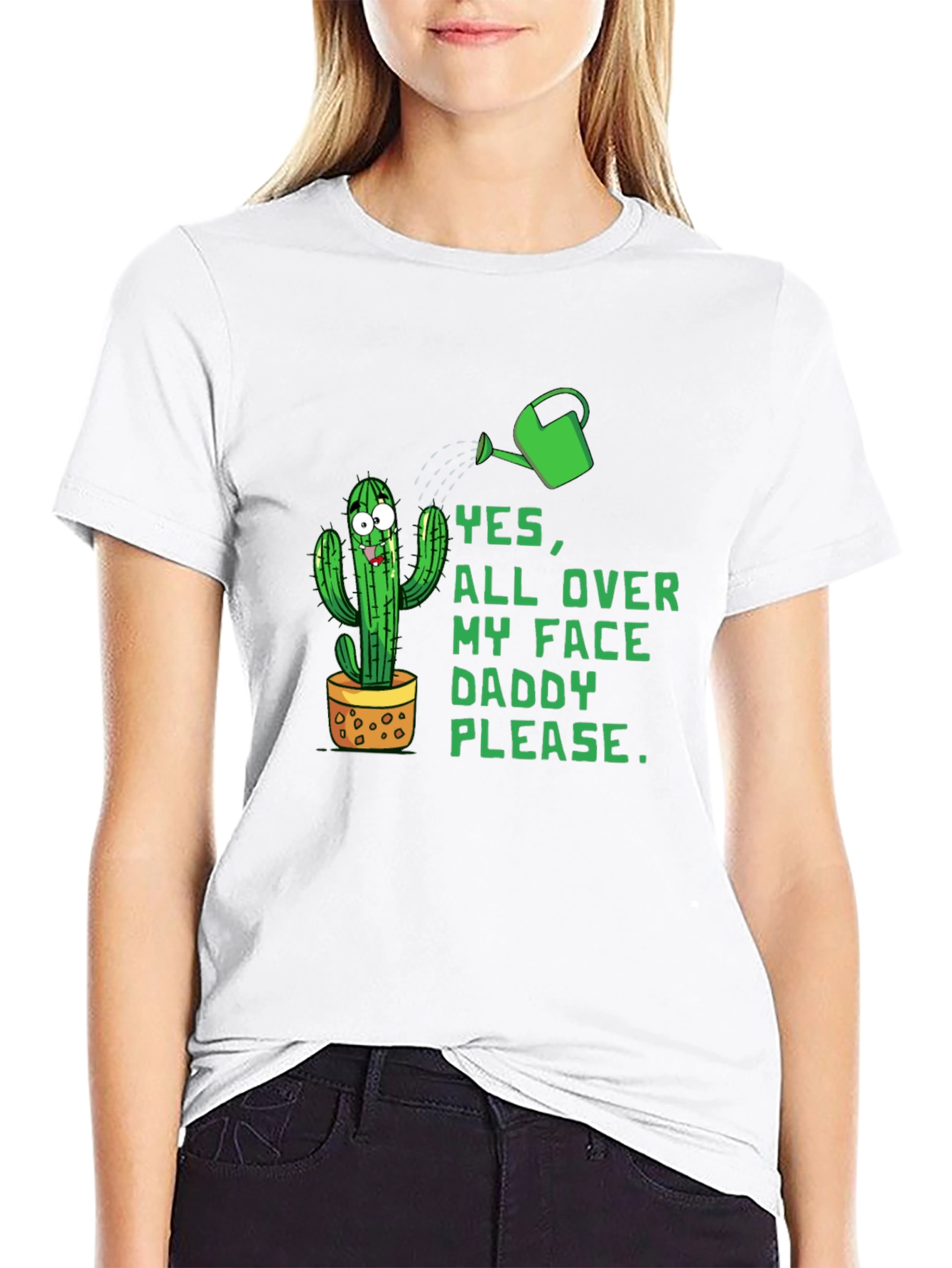 Black Funny Cactus Graphic Tee - Yes, All Over My Face Daddy Please view 9