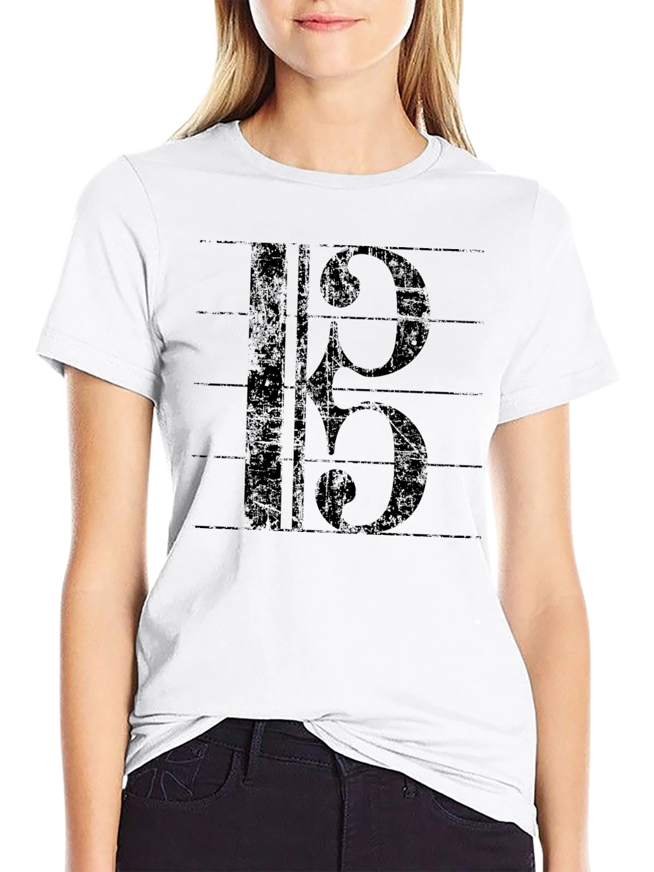 Black Bass Clef Music T-Shirt - Black Graphic Tee view 9