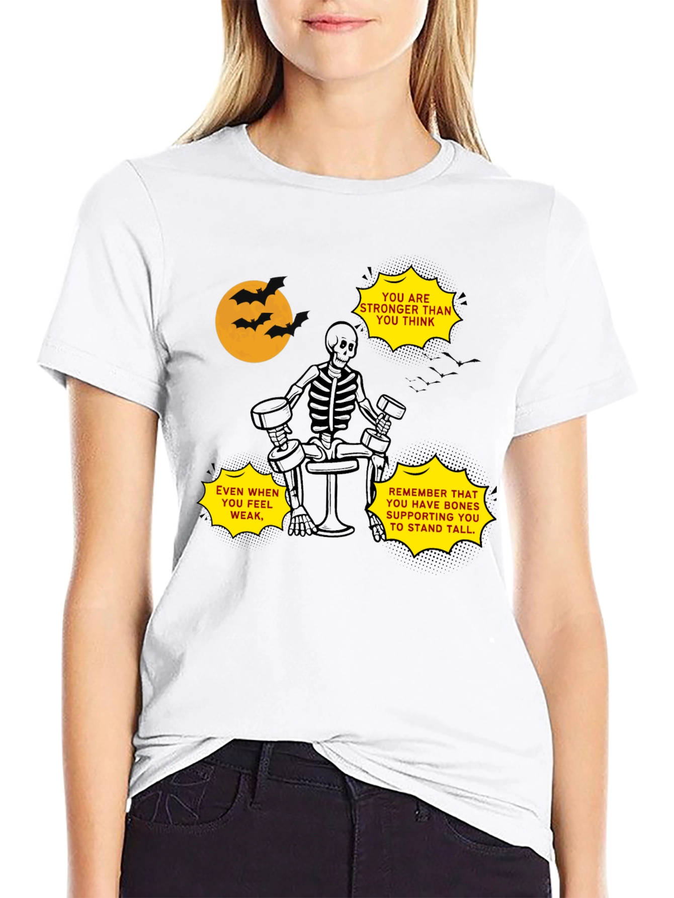 Black Motivational Skeleton Gym T-Shirt view 9