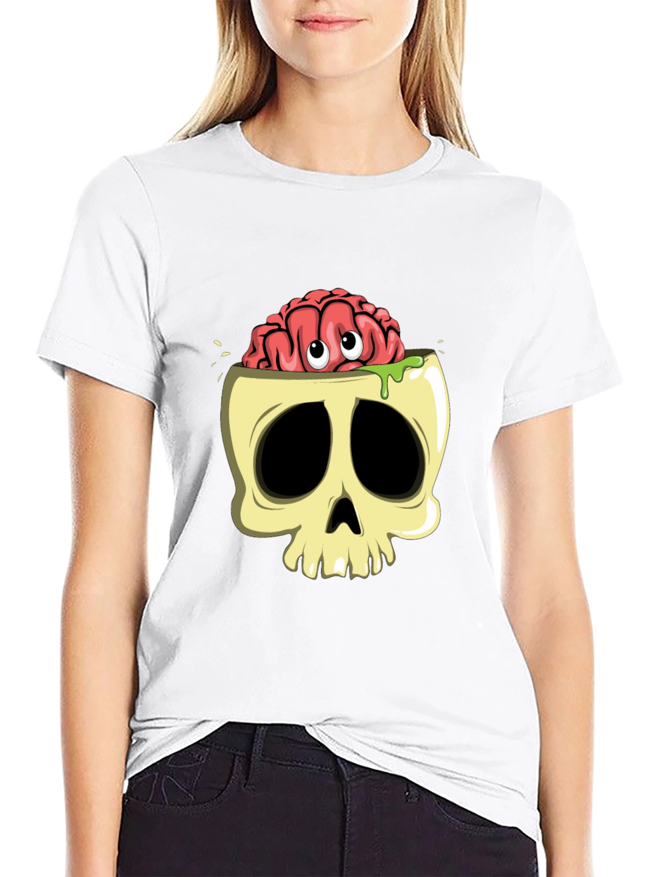 Black Brain Skull Graphic T-Shirt view 9