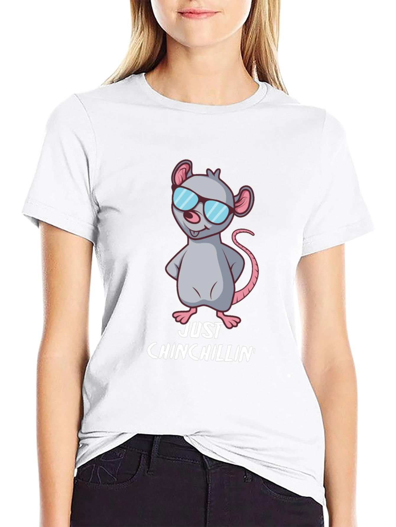 Black Just Chinchillin' Tee - Cool Chinchilla Design view 9