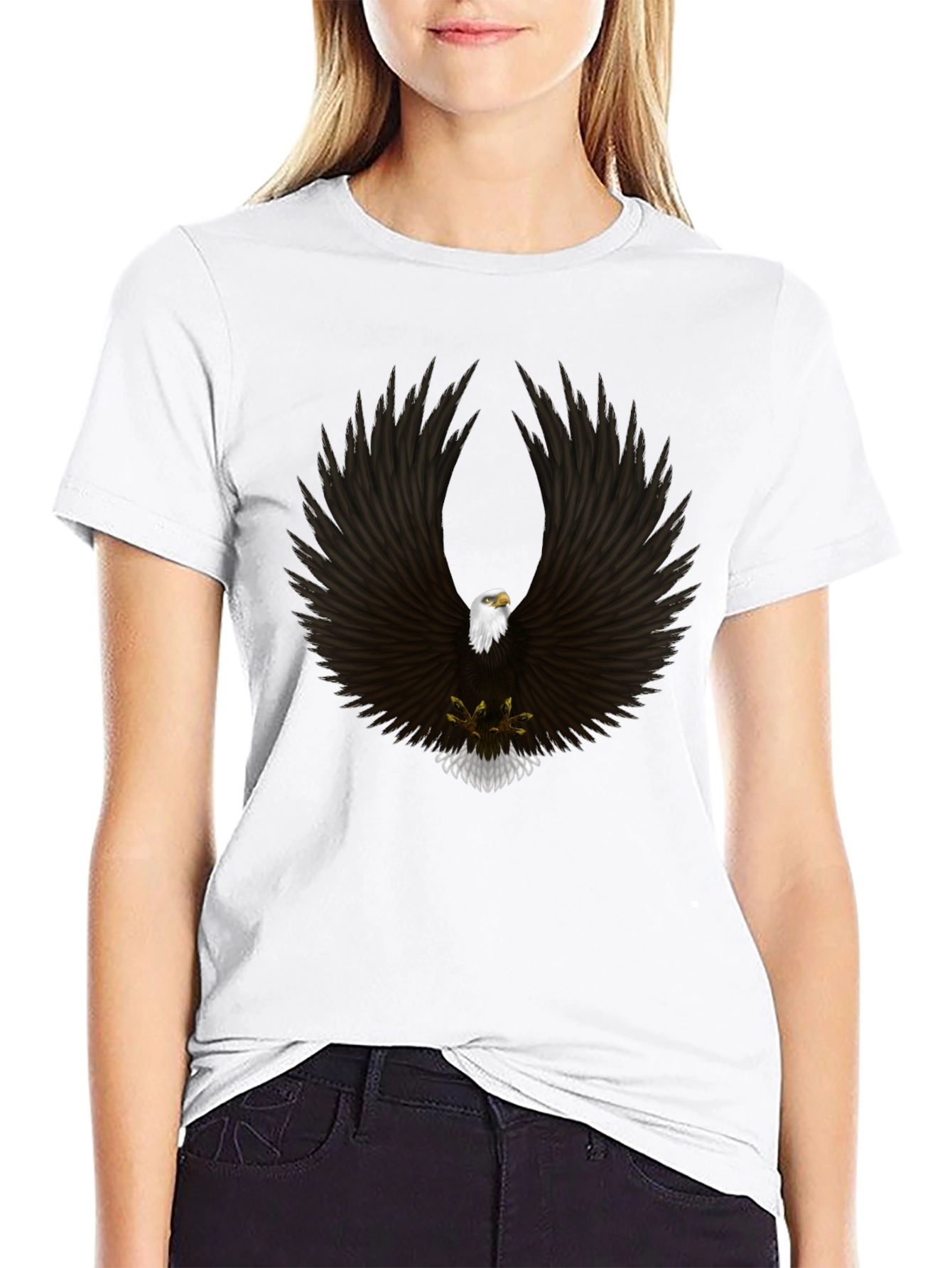 Black Eagle Wings Graphic Tee - Black Cotton Blend view 9