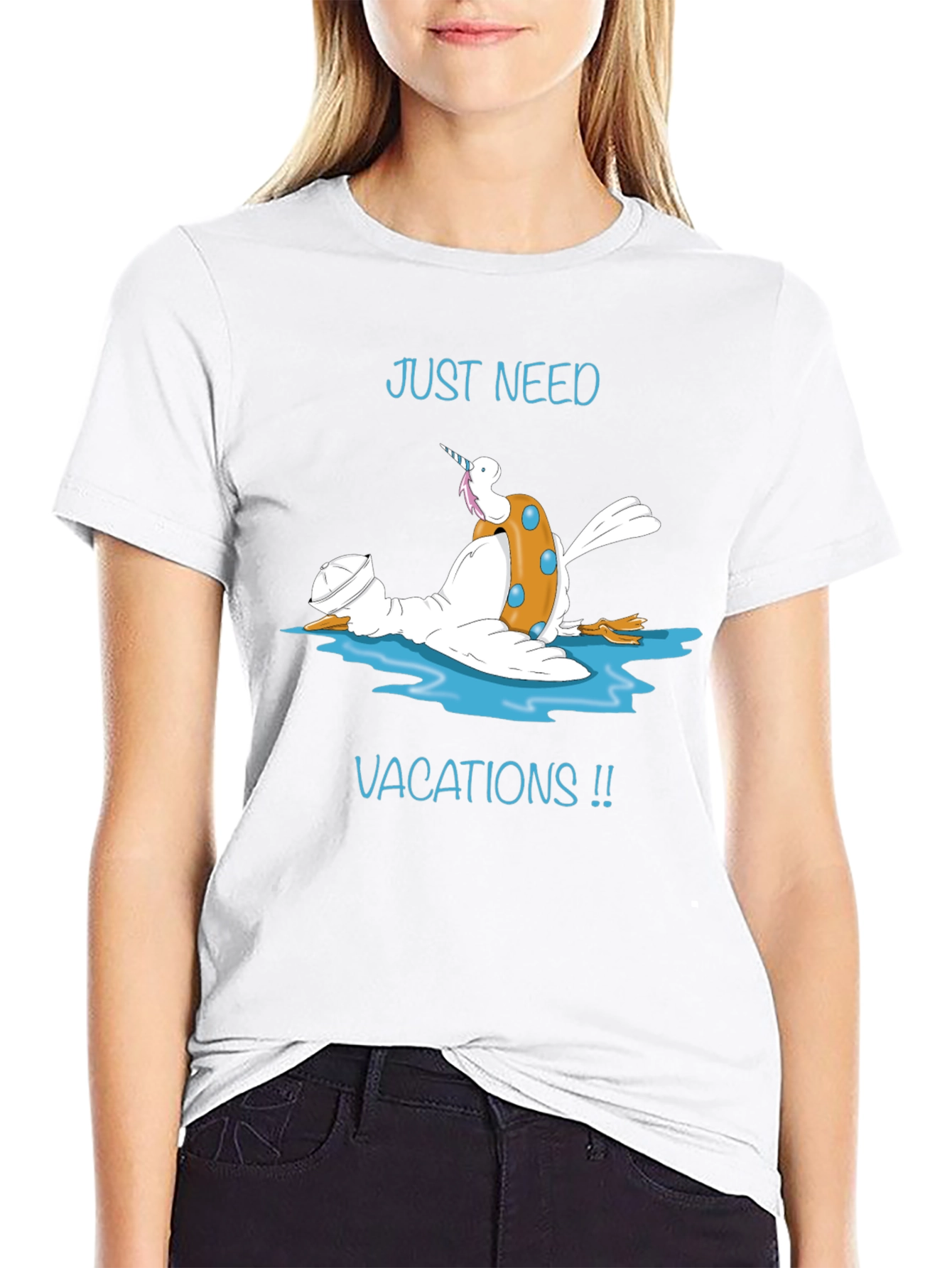 Black Just Need Vacations Duck T-Shirt view 9