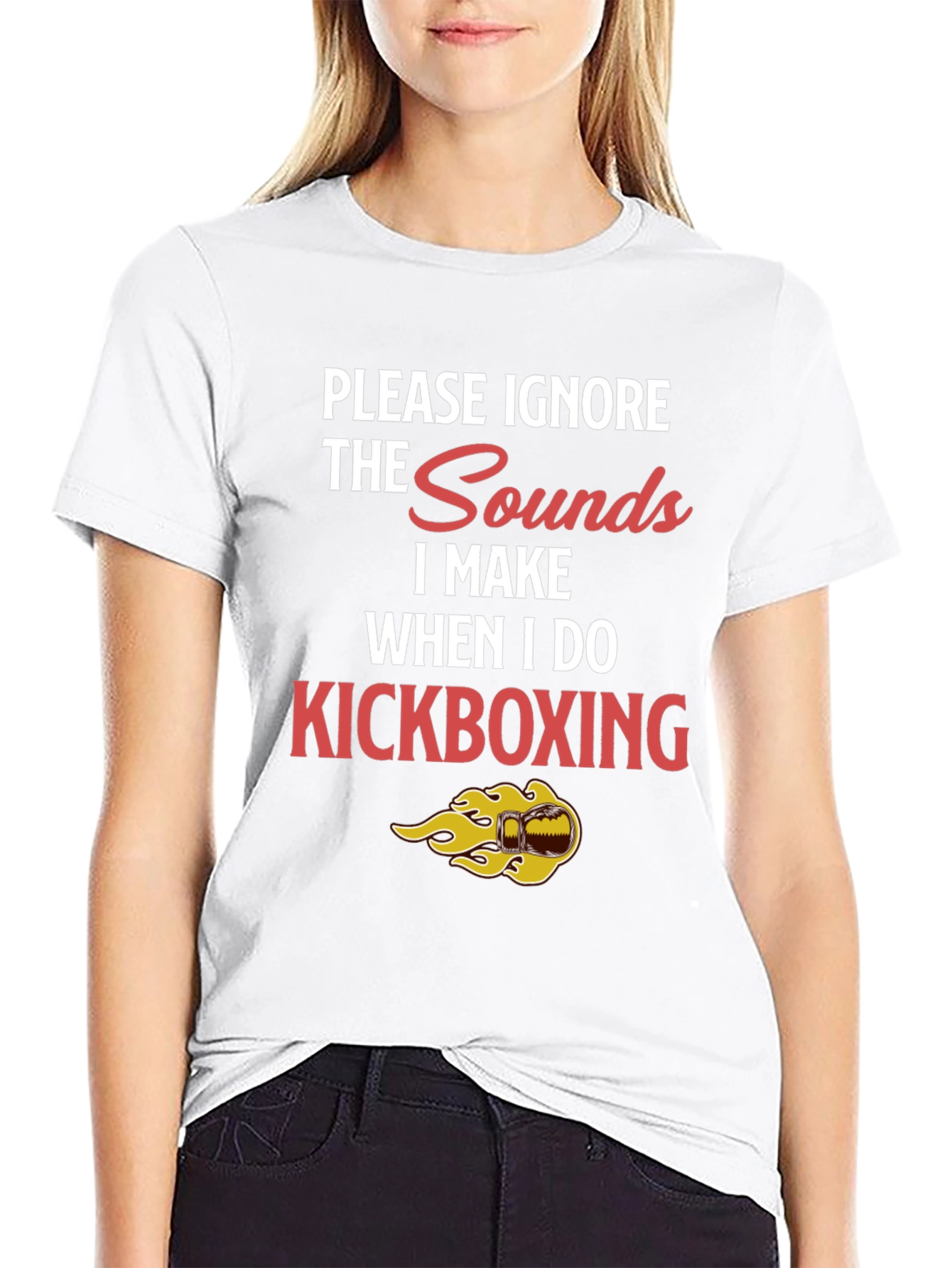 Black Kickboxing Sounds Funny Graphic Tee - Black view 9