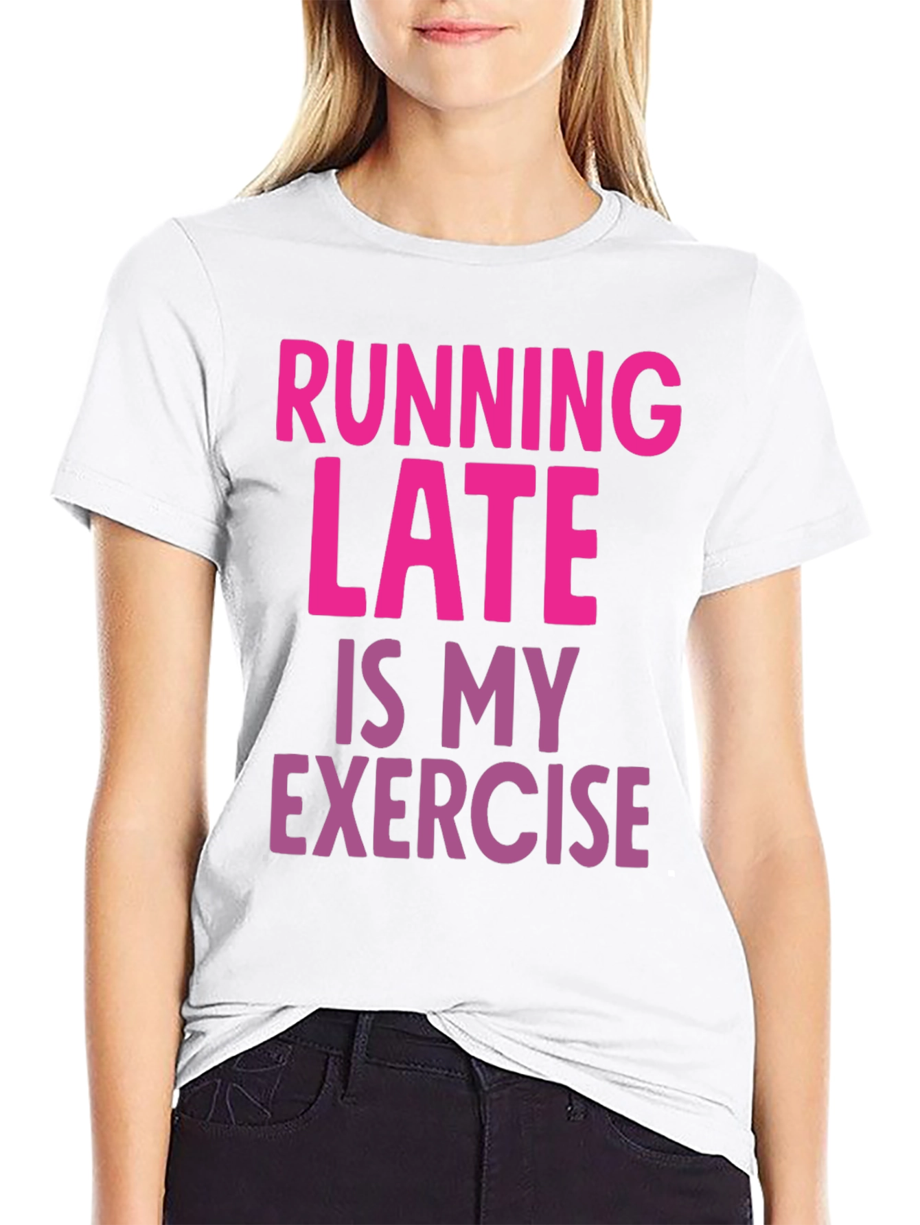 Black Funny Running Late Exercise Graphic T-Shirt view 9