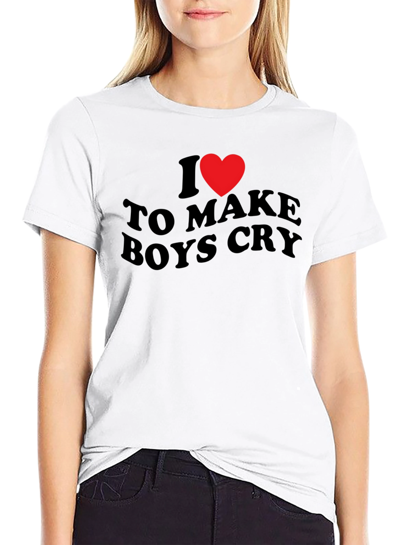 Black I Heart to Make Boys Cry Black T-Shirt view 9