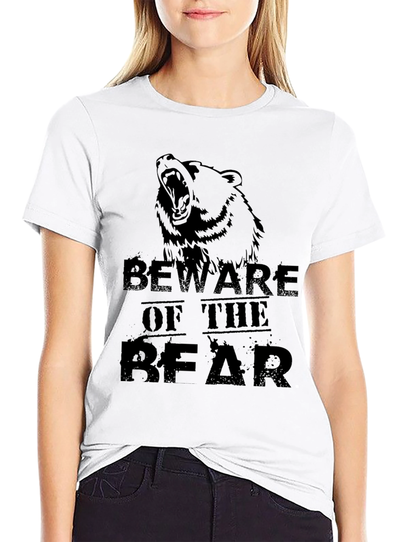 Black Beware of the Bear Graphic Tee view 9