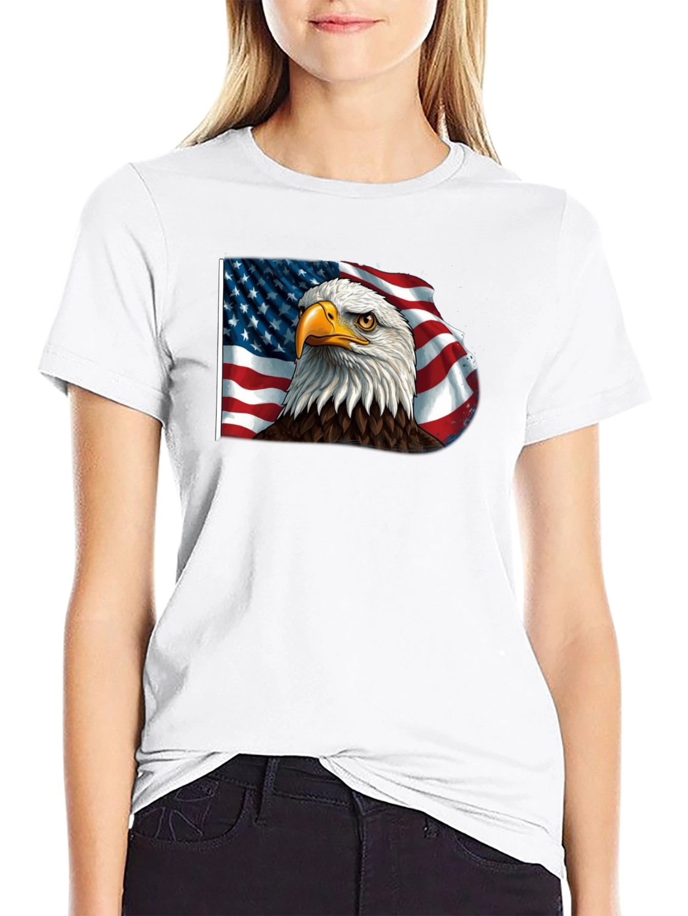Black American Eagle Flag Graphic Tee - Patriotic Style view 9