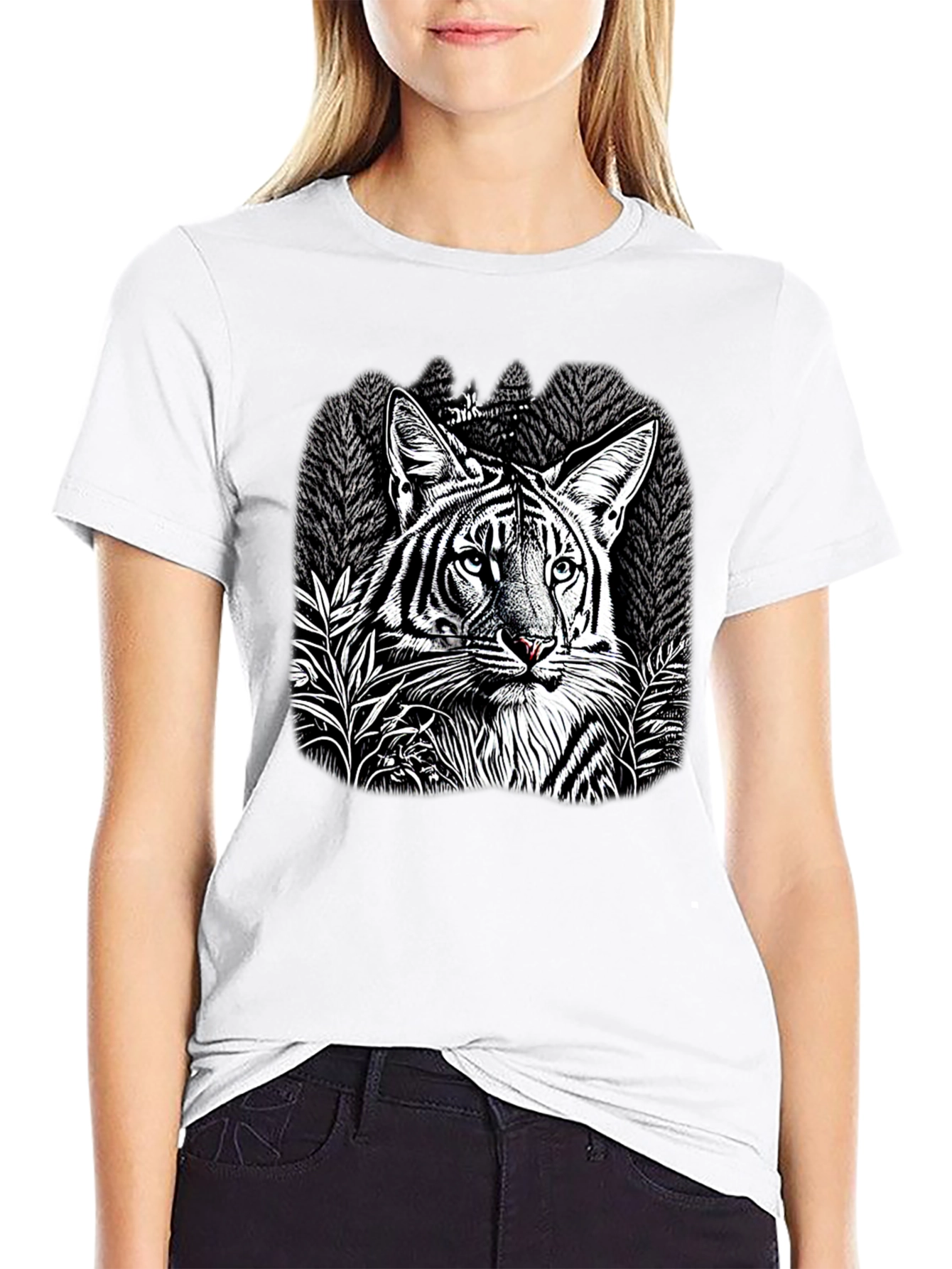 Black Tiger Graphic Black T-Shirt view 9