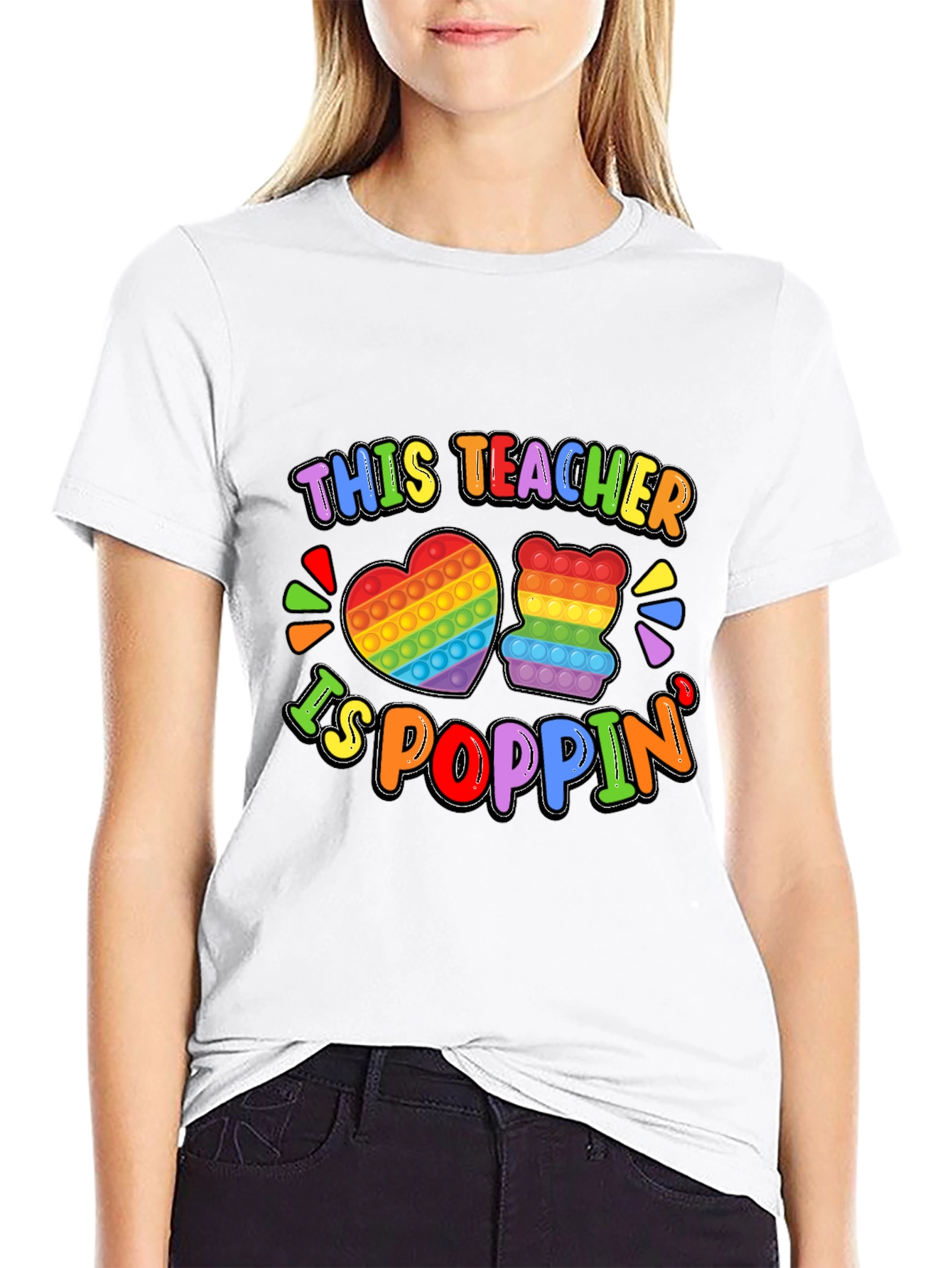 Black This Teacher Is Poppin' Graphic T-Shirt view 9